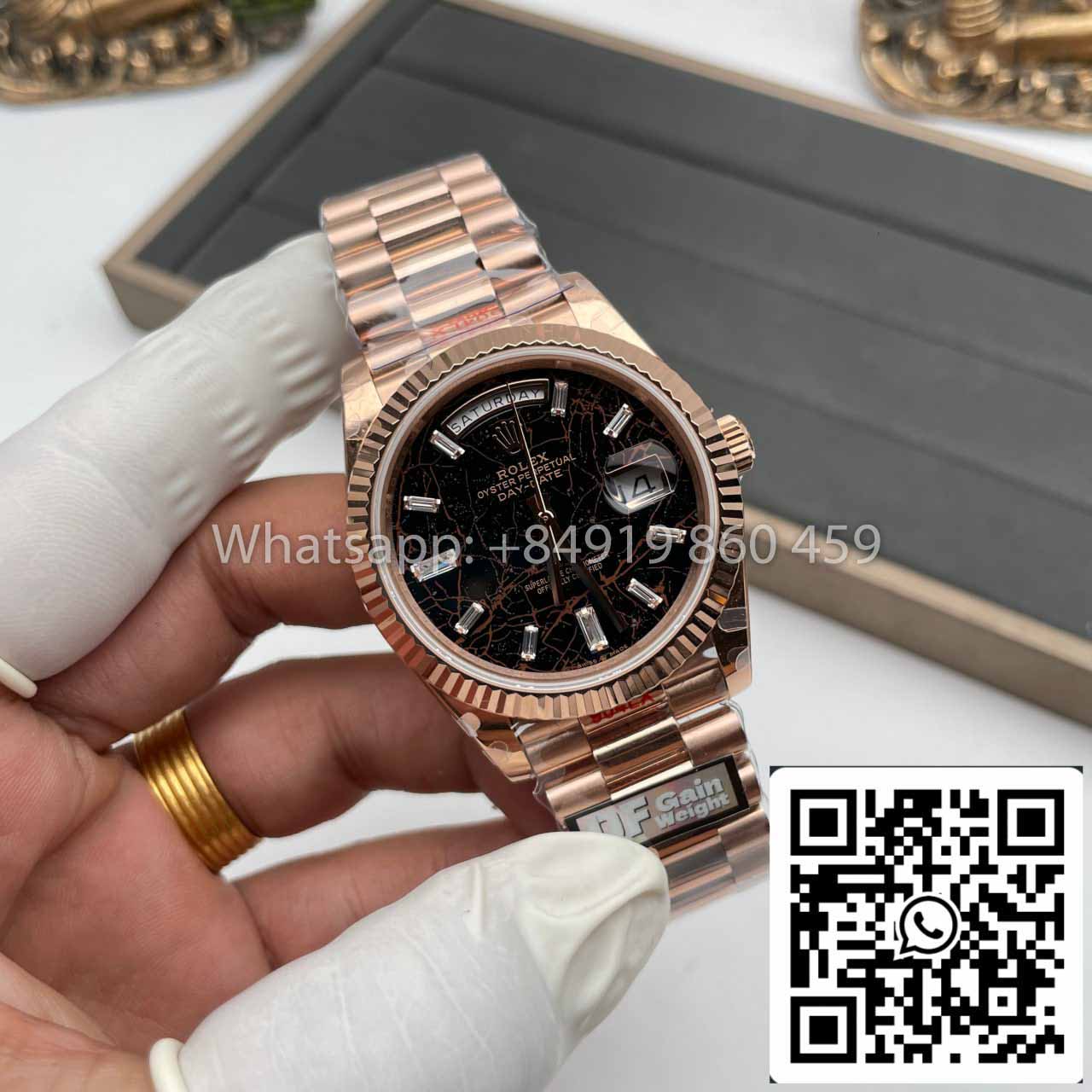 Rolex Everose Gold Day Date 40 228235-0045 1:1 Best Edition QF Fabbrica Eisenkiesel Dial