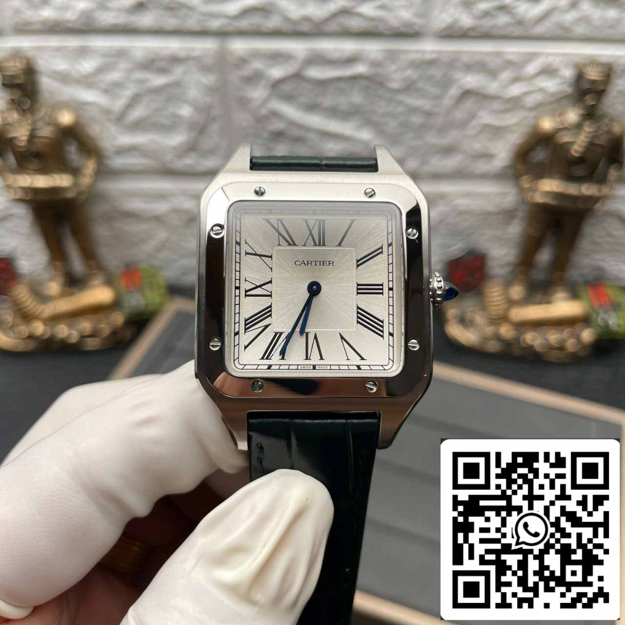 Cartier Santos Dumont WSSA0032 1:1 Mejor Edición F1 Fabbrica Esfera Plateada Suizo ETA430 MC