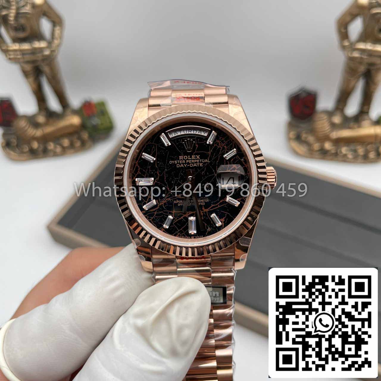 Rolex Everose Gold Day Date 40 228235-0045 1:1 Best Edition QF Fabbrica Eisenkiesel Dial