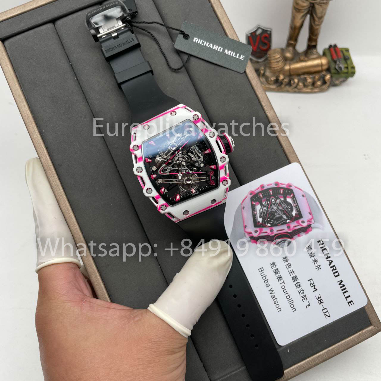 Richard Mille Bubba Watson Tourbillon RM38-02 1:1 Best Edition Velcro Tecido Preto Cinturino