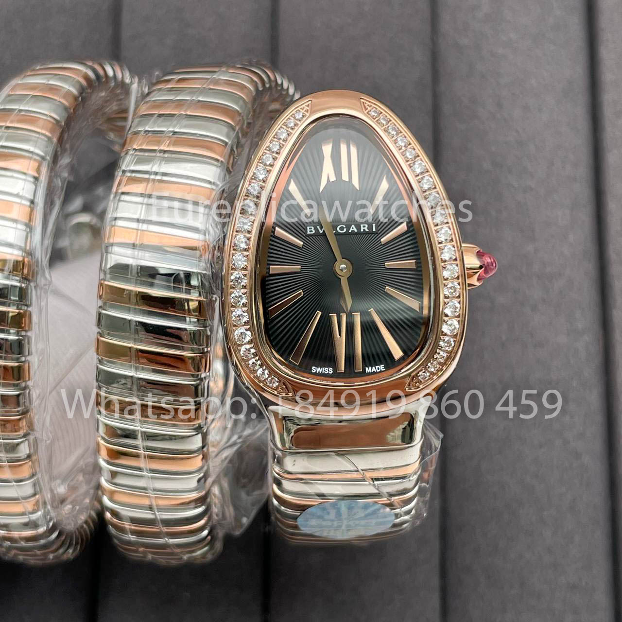 Bvlgari Serpenti 102680 1:1 Best Clone BV Fabbrica Diamond cuadrante nero
