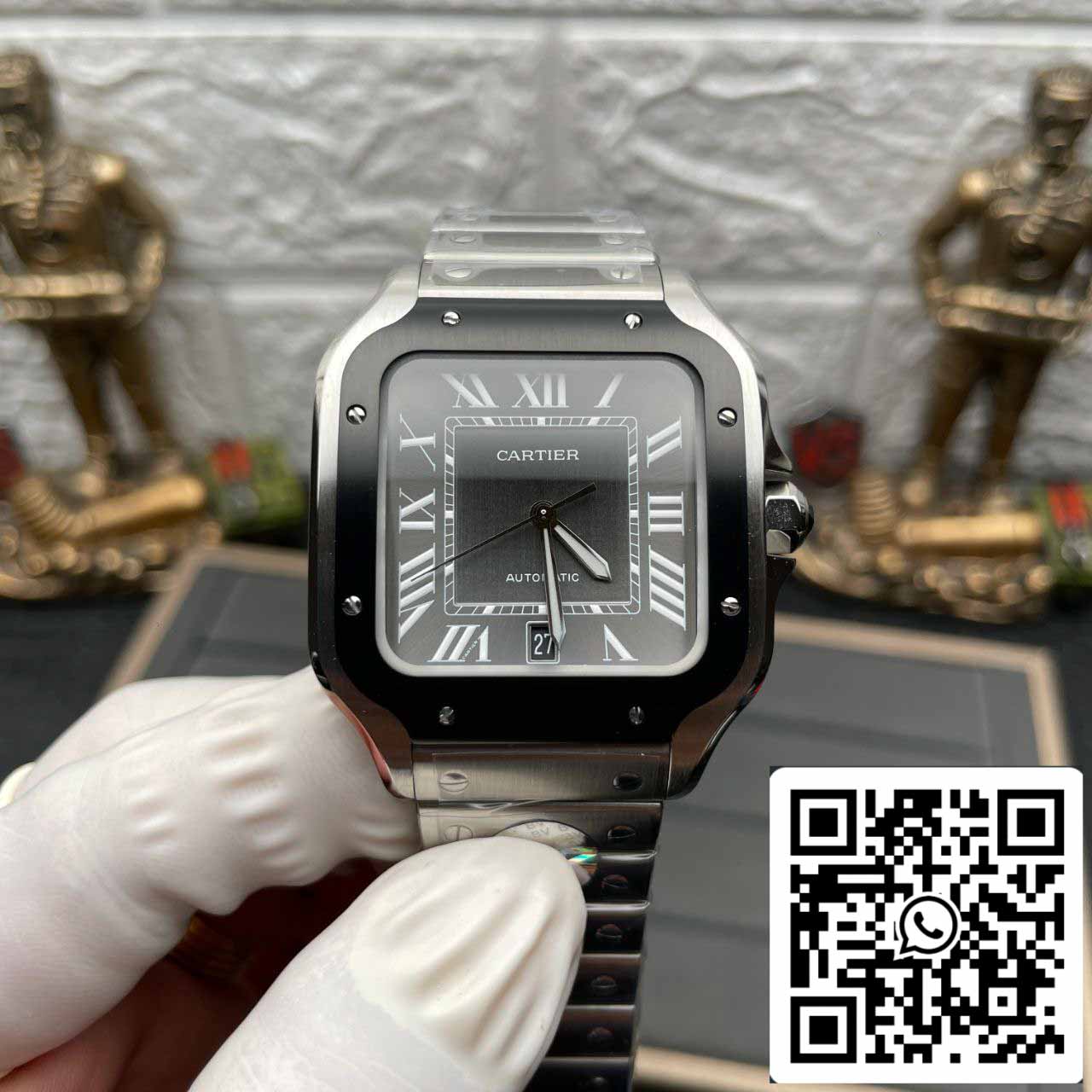 Cartier Santos WSSA0037 1:1 edizione migliore BV Fabbrica incluso Pelle cinturino