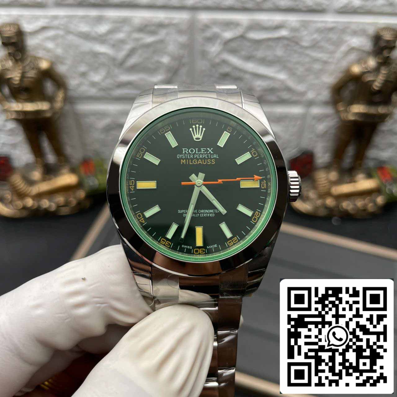 Rolex Milgauss 116400GV JVS Fabbrica 1:1 edizione migliore Swiss ETA3131 Black Dial