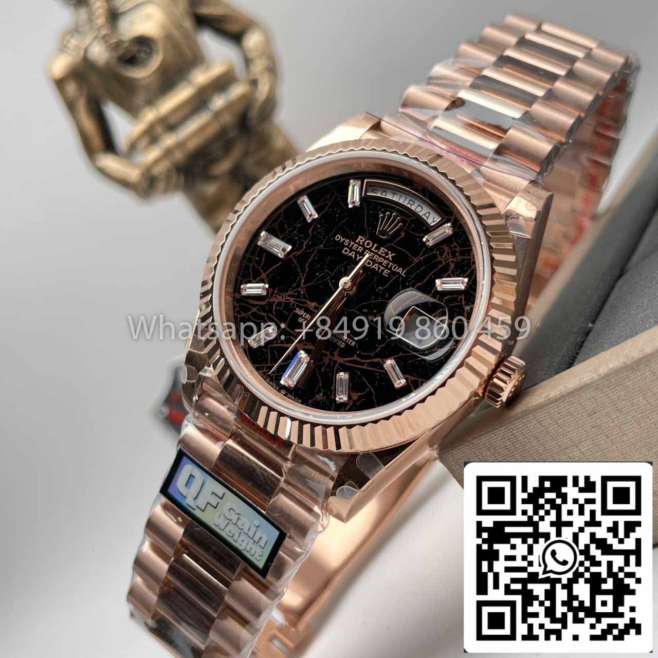 Rolex Everose Gold Day Date 40 228235-0045 1:1 Best Edition QF Fabbrica Eisenkiesel Dial