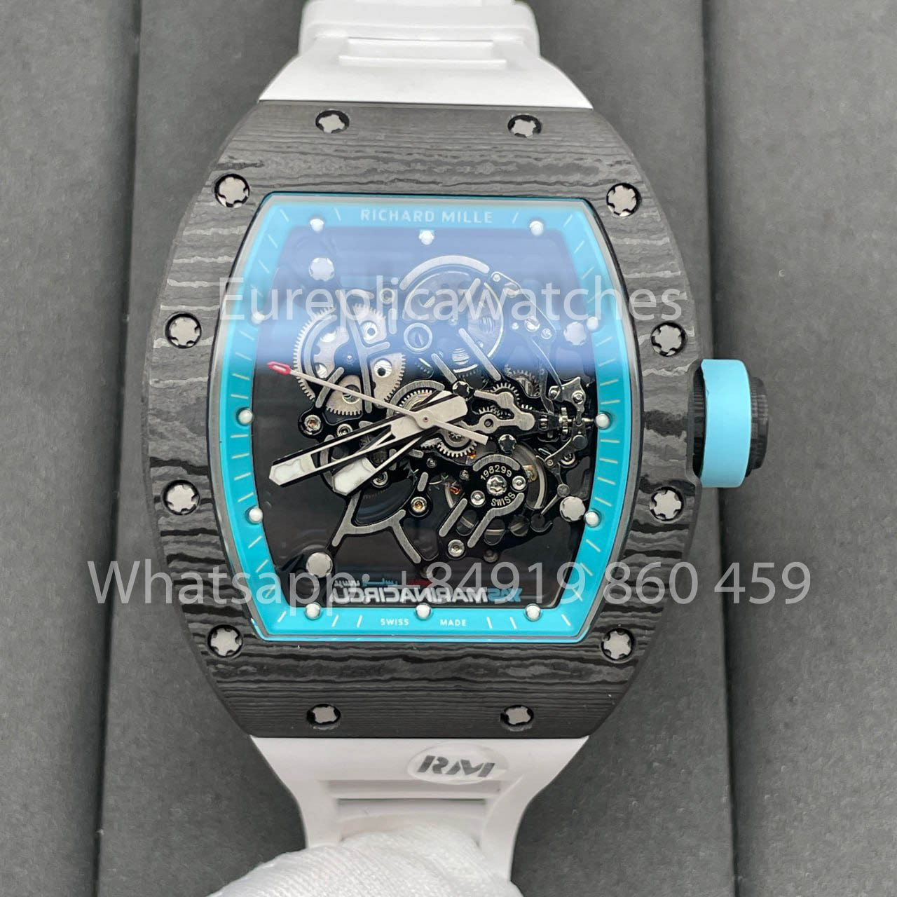 RICHARD MILLE RM055 Carbon Fiber Case 1:1 Best Edition RM Fabbrica newest 2024 Blue Dial