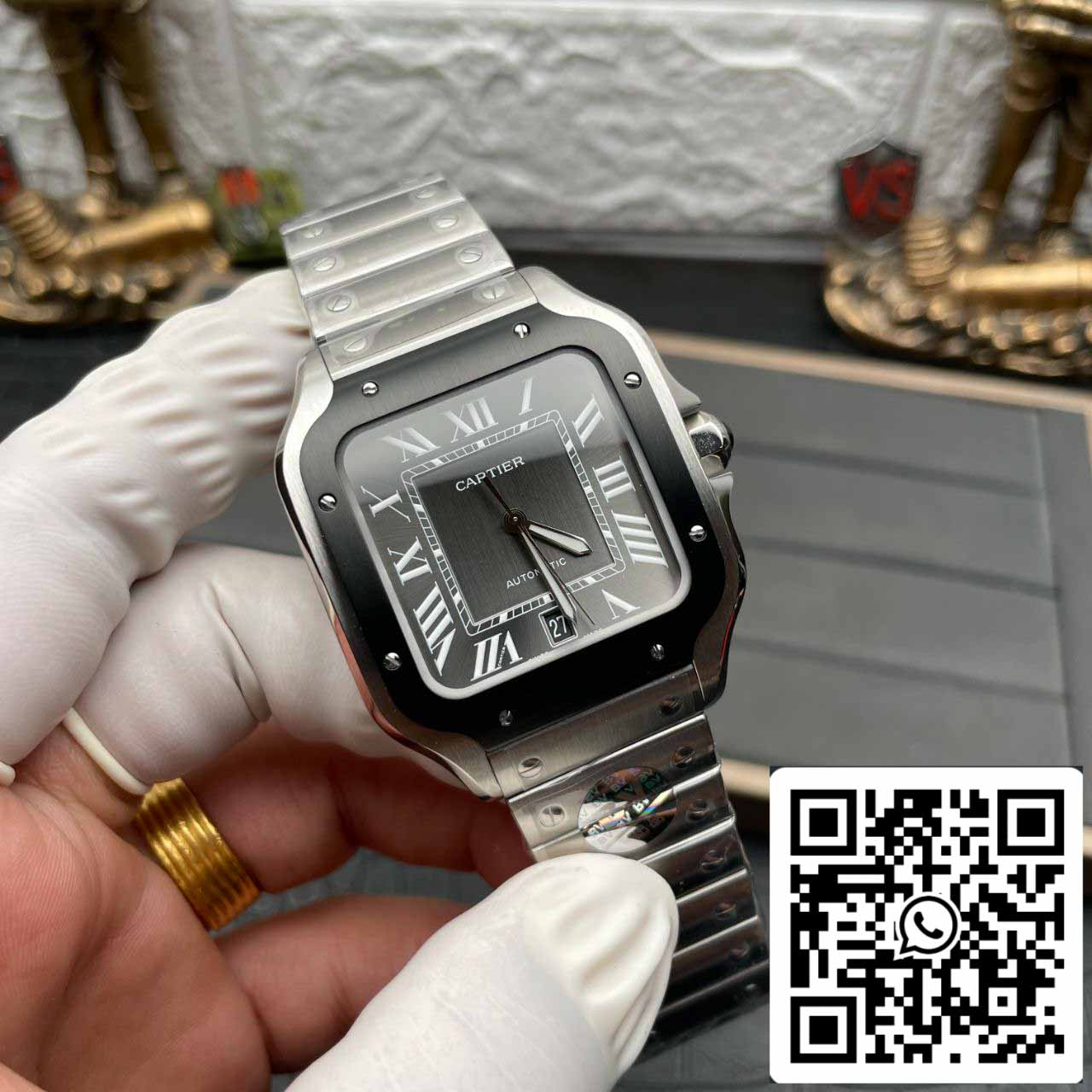 Cartier Santos WSSA0037 1:1 edizione migliore BV Fabbrica incluso Pelle cinturino