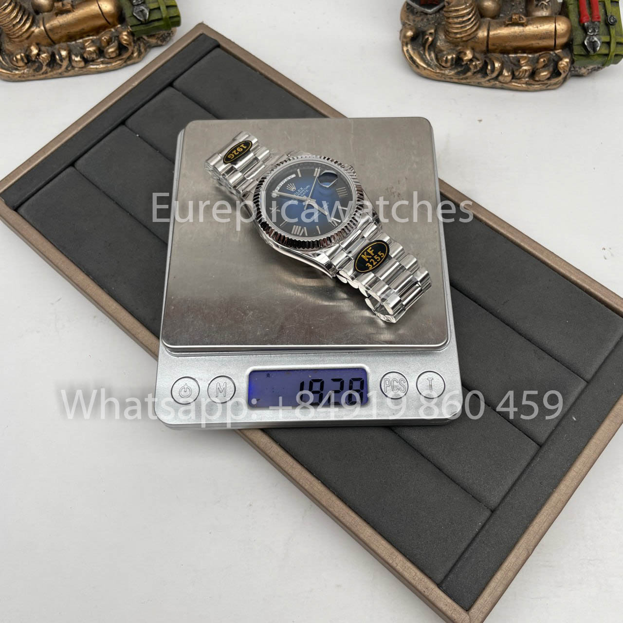 Rolex White Gold Day Date 40 228239-0076 Platina Aro Canelado 1:1 Best Clone KF Fabbrica 215 Gramas