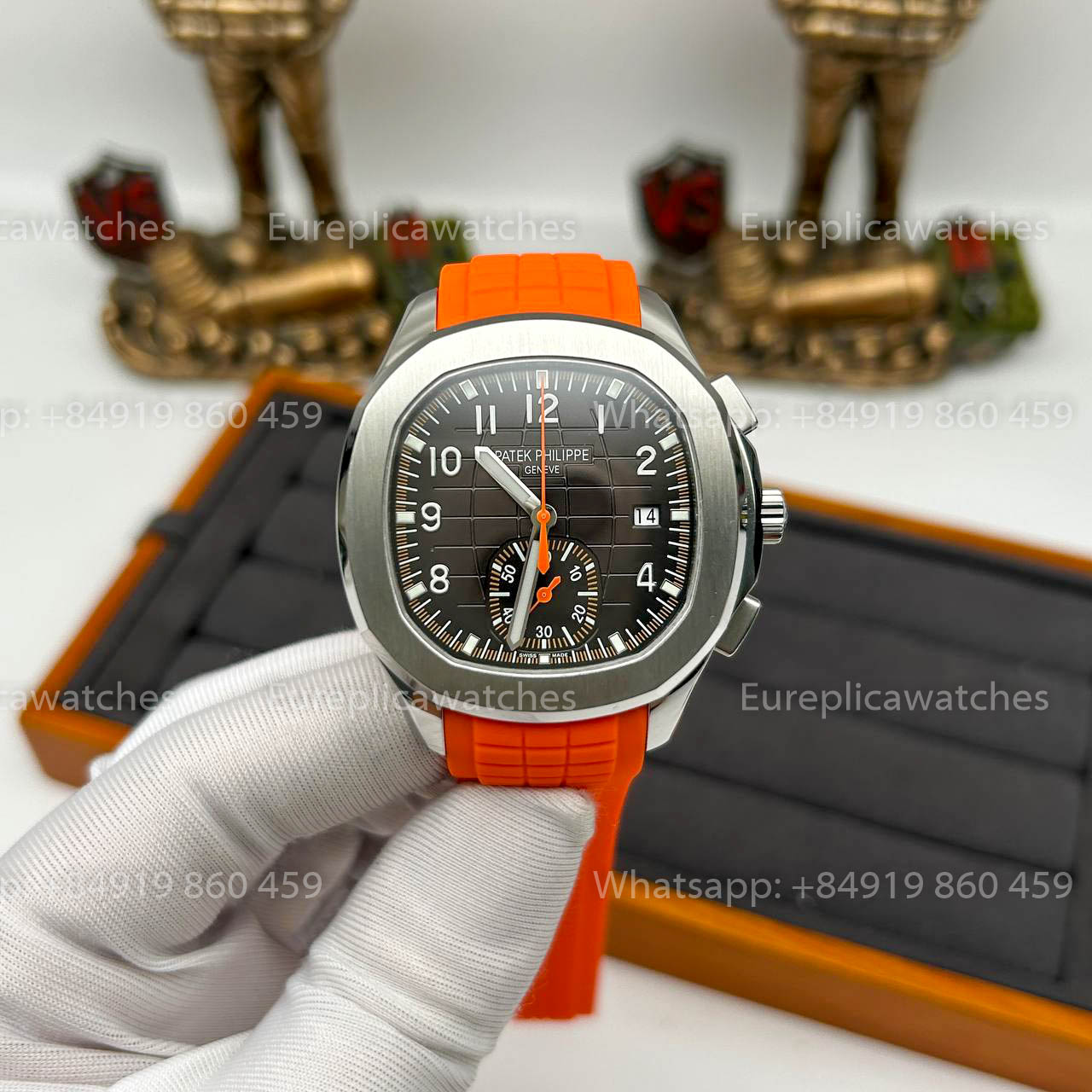 Patek Philippe Aquanaut 5968A-001 Orange Gomma cinturino 1:1 Melhor Clone 3K Fabbrica