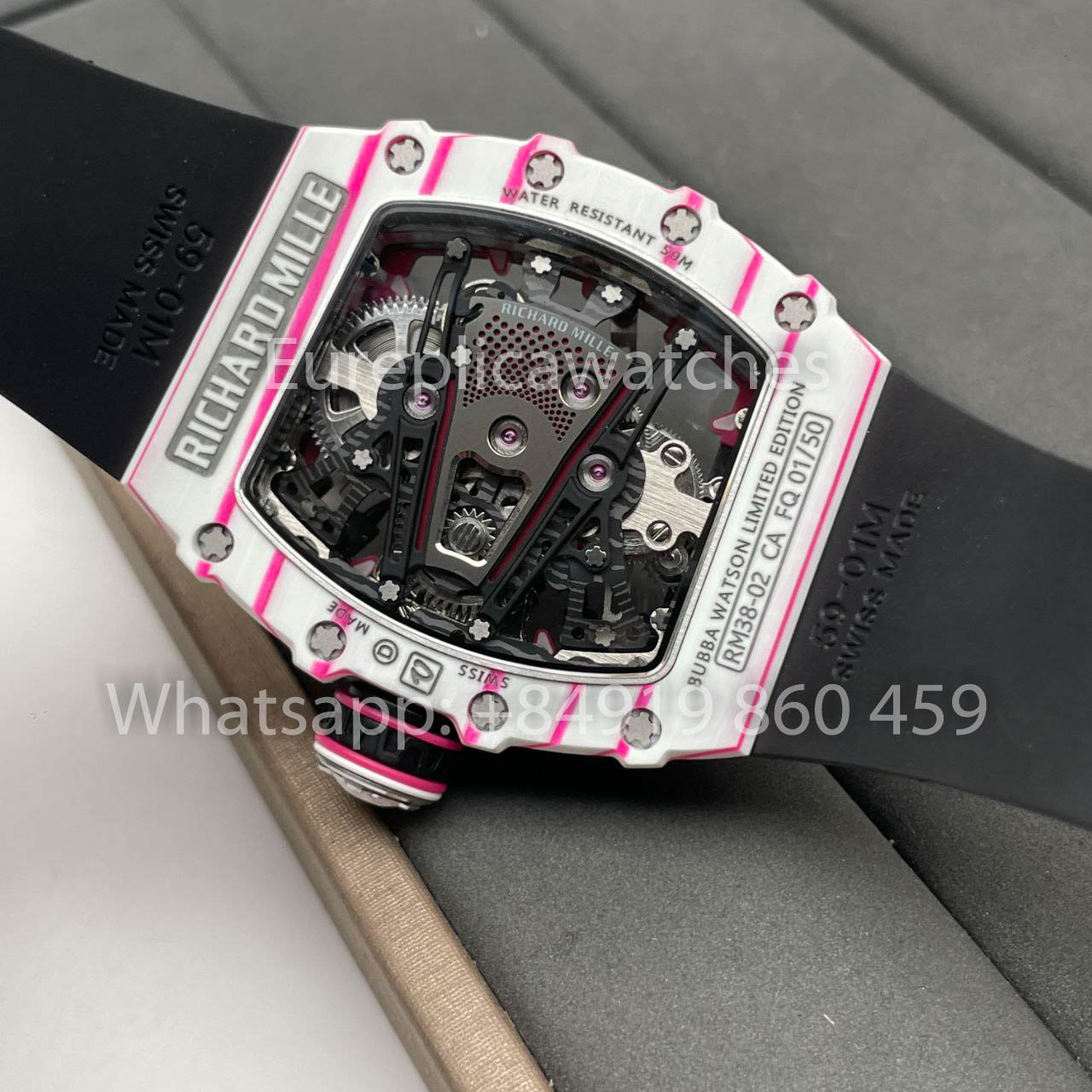 Richard Mille Bubba Watson Tourbillon RM38-02 1:1 Best Edition Velcro Tecido Preto Cinturino