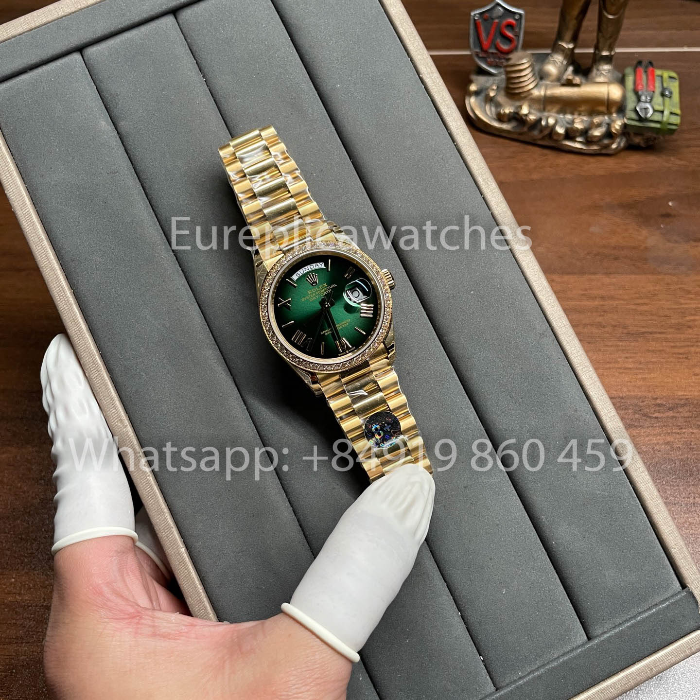 Rolex Day Date 128238-0118 lunetta Diamond 1:1 Best Clone 8+ Fabbrica Counterweight Versione