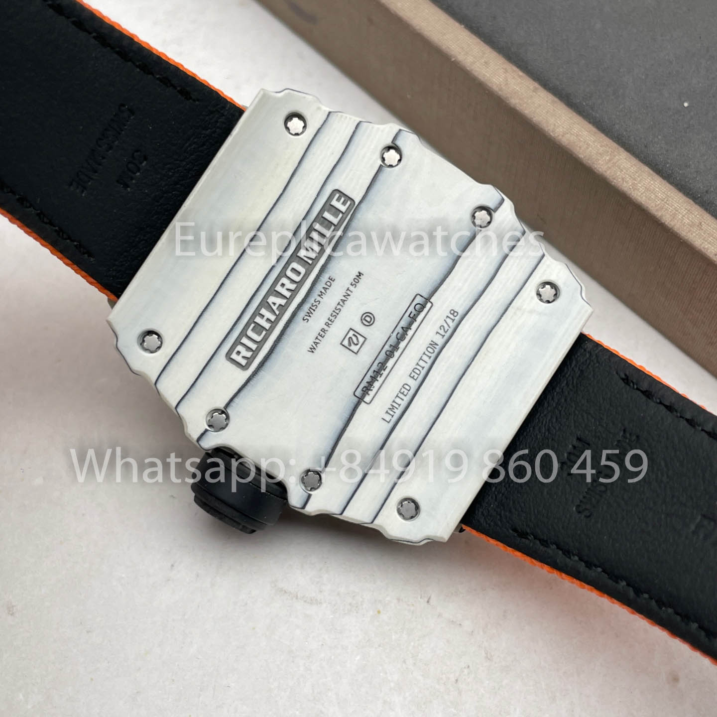 Richard Mille RM12-01 Tourbillon 1:1 Best Edition RM Fabbrica Carbon Fiber Case Orange cinturino