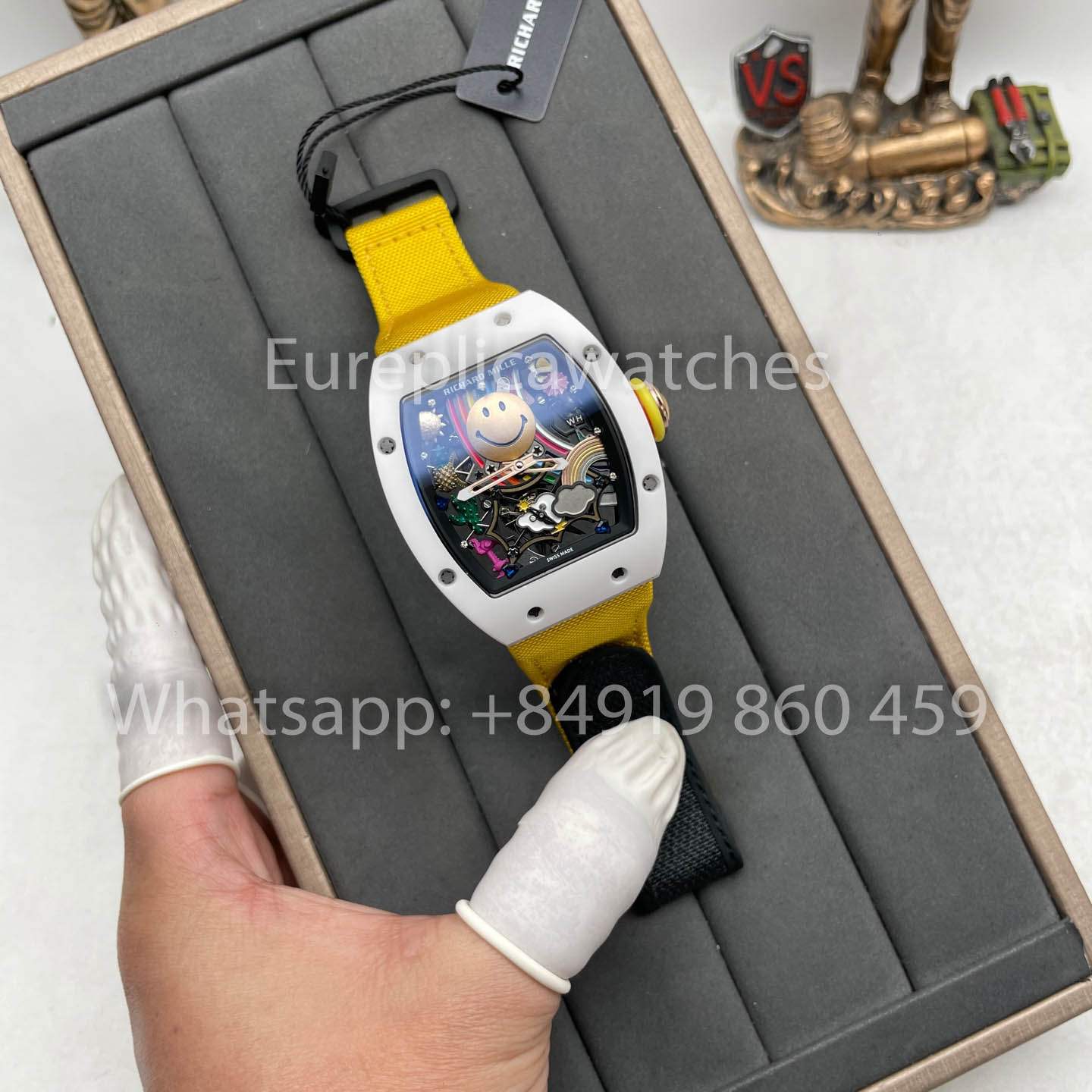 Richard Mille RM88 Smiley V2 Caixa de Cerâmica 1:1 Melhor Clone Amarelo Velcro Cinturino