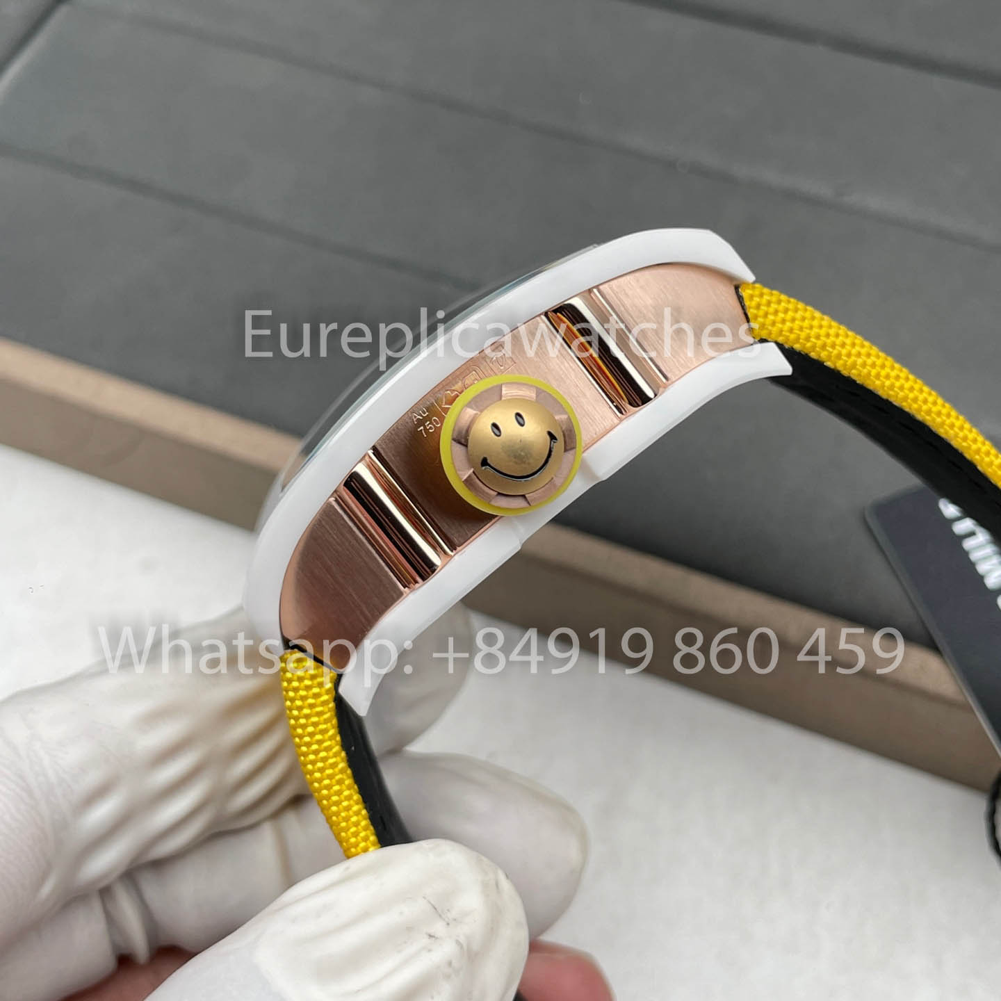 Richard Mille RM88 Smiley V2 Caixa de Cerâmica 1:1 Melhor Clone Amarelo Velcro Cinturino