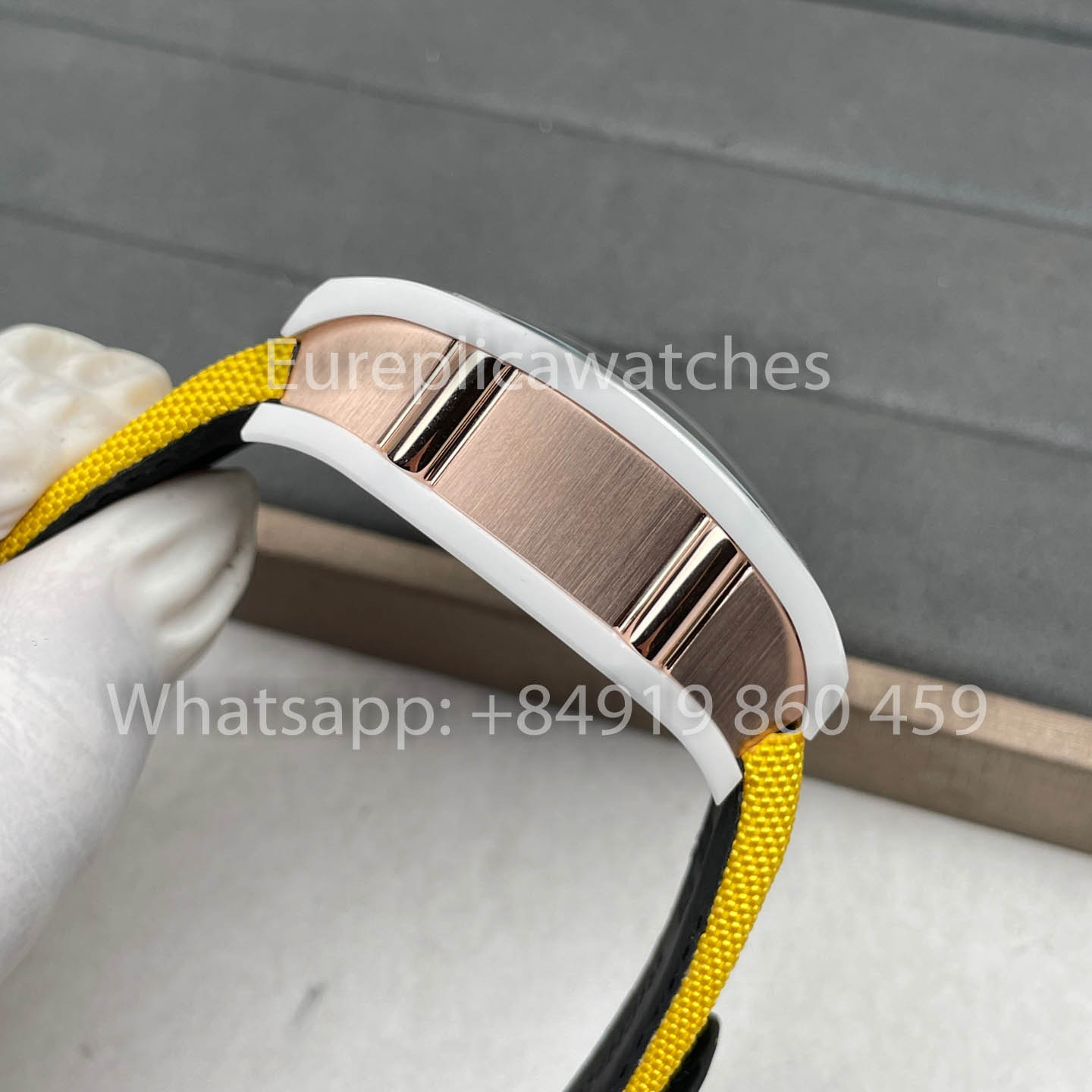 Richard Mille RM88 Smiley V2 Caixa de Cerâmica 1:1 Melhor Clone Amarelo Velcro Cinturino