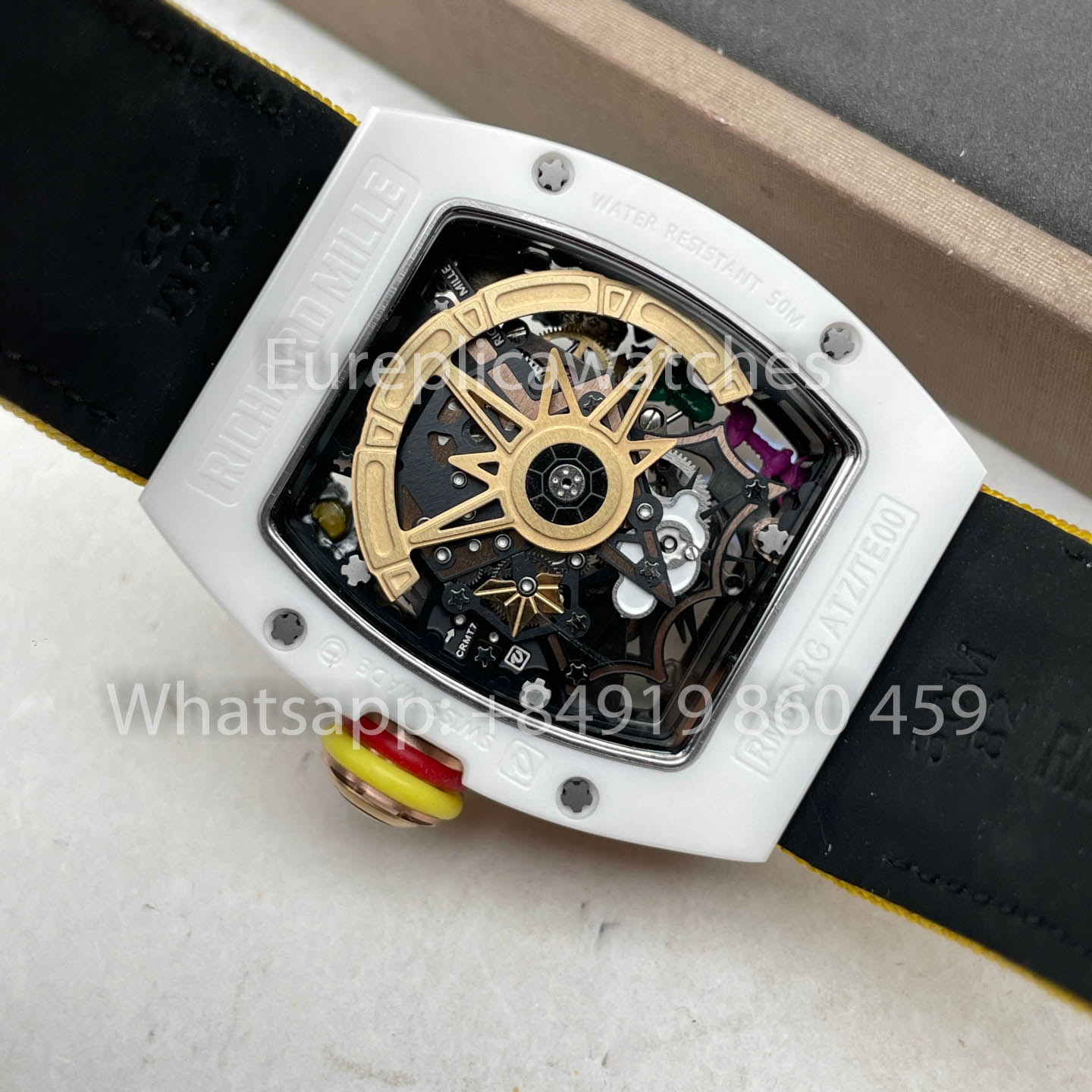 Richard Mille RM88 Smiley V2 Caixa de Cerâmica 1:1 Melhor Clone Amarelo Velcro Cinturino