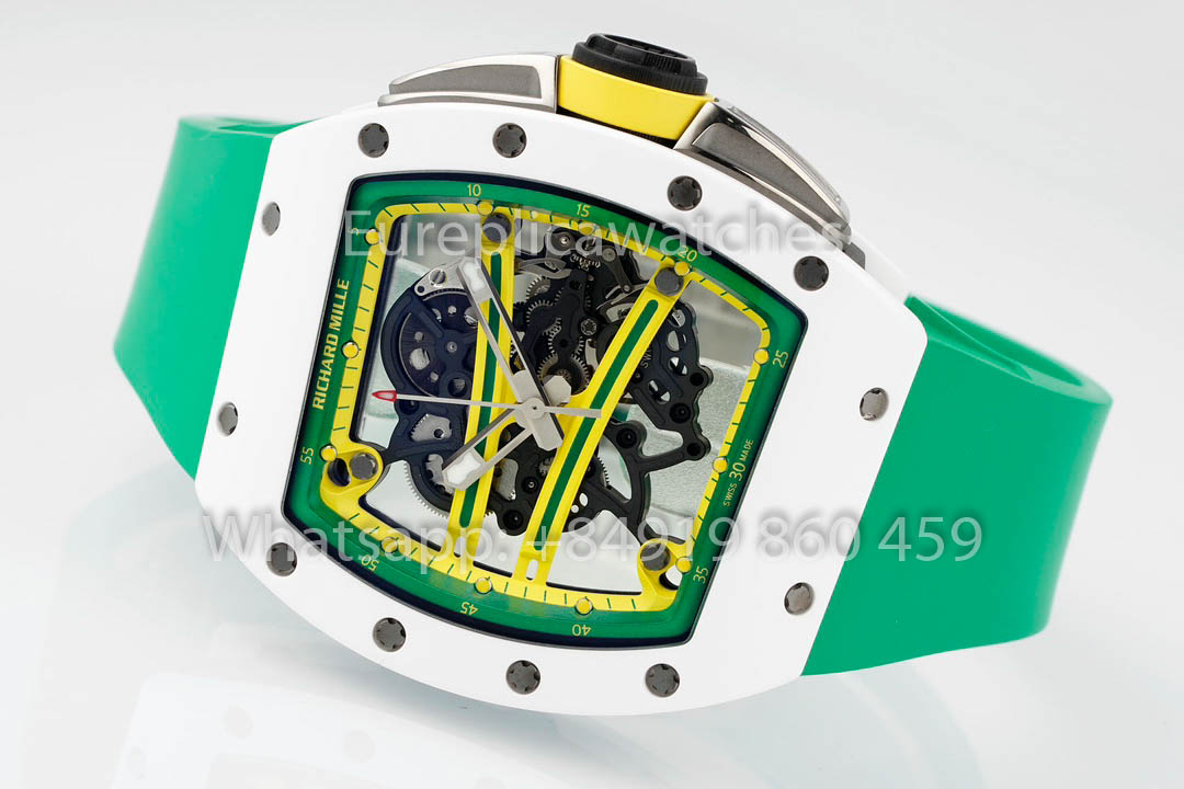 Richard Mille RM061 TZP-N White Ceramic 1:1 Best Clone ZF Fabbrica Green cinturino