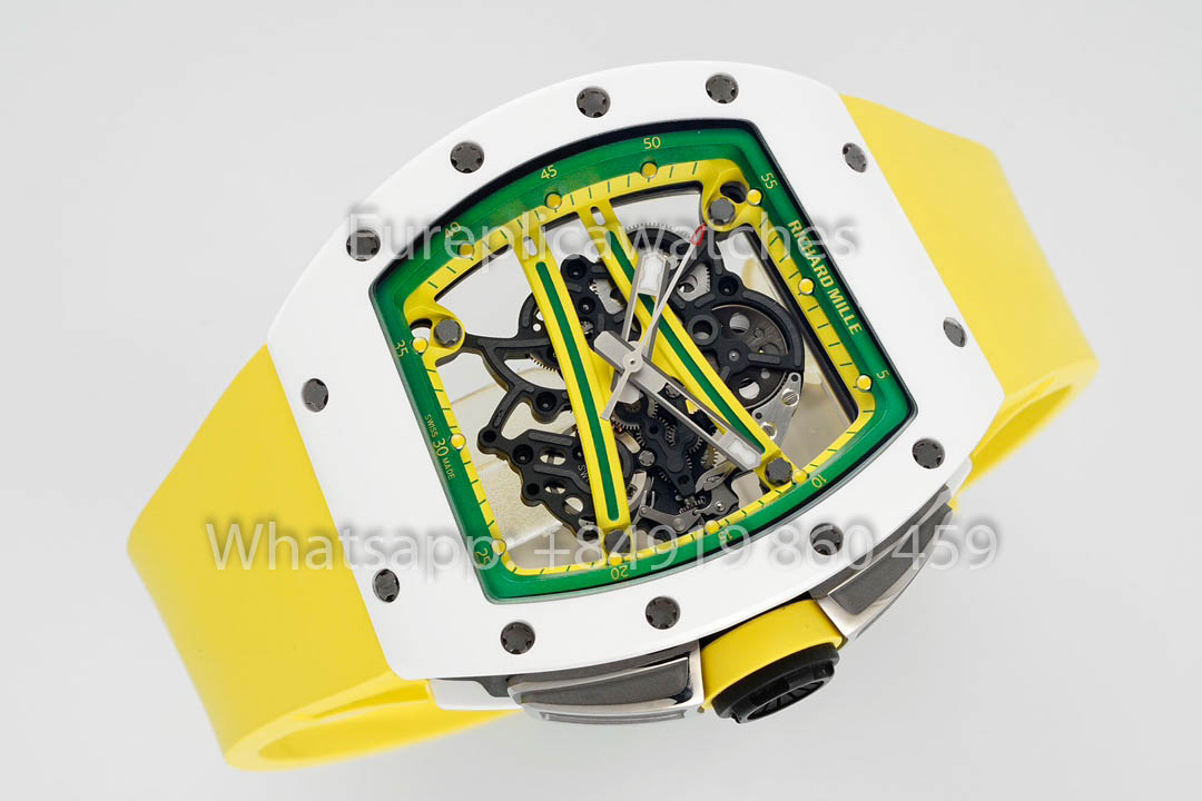 Richard Mille RM061 TZP-N White Ceramic 1:1 Best Clone ZF Fabbrica Yellow cinturino