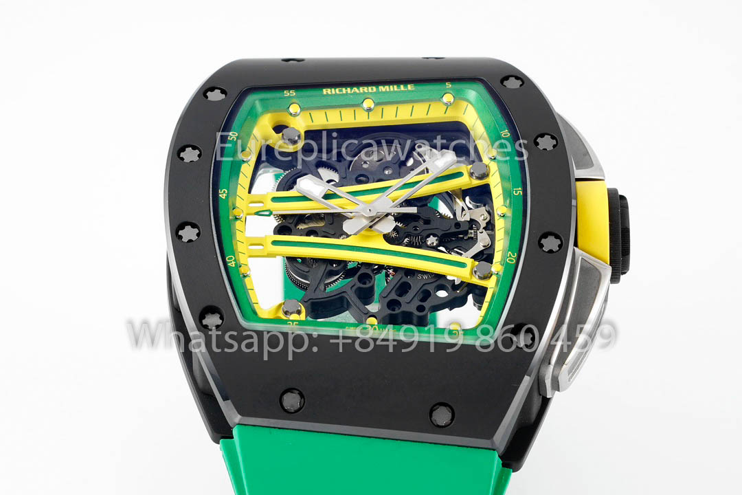 Richard Mille RM061 TZP-N Cerâmica Preta 1:1 Melhor Clone ZF Fabbrica Cinturino Verde