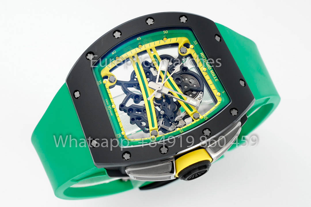 Richard Mille RM061 TZP-N Cerâmica Preta 1:1 Melhor Clone ZF Fabbrica Cinturino Verde