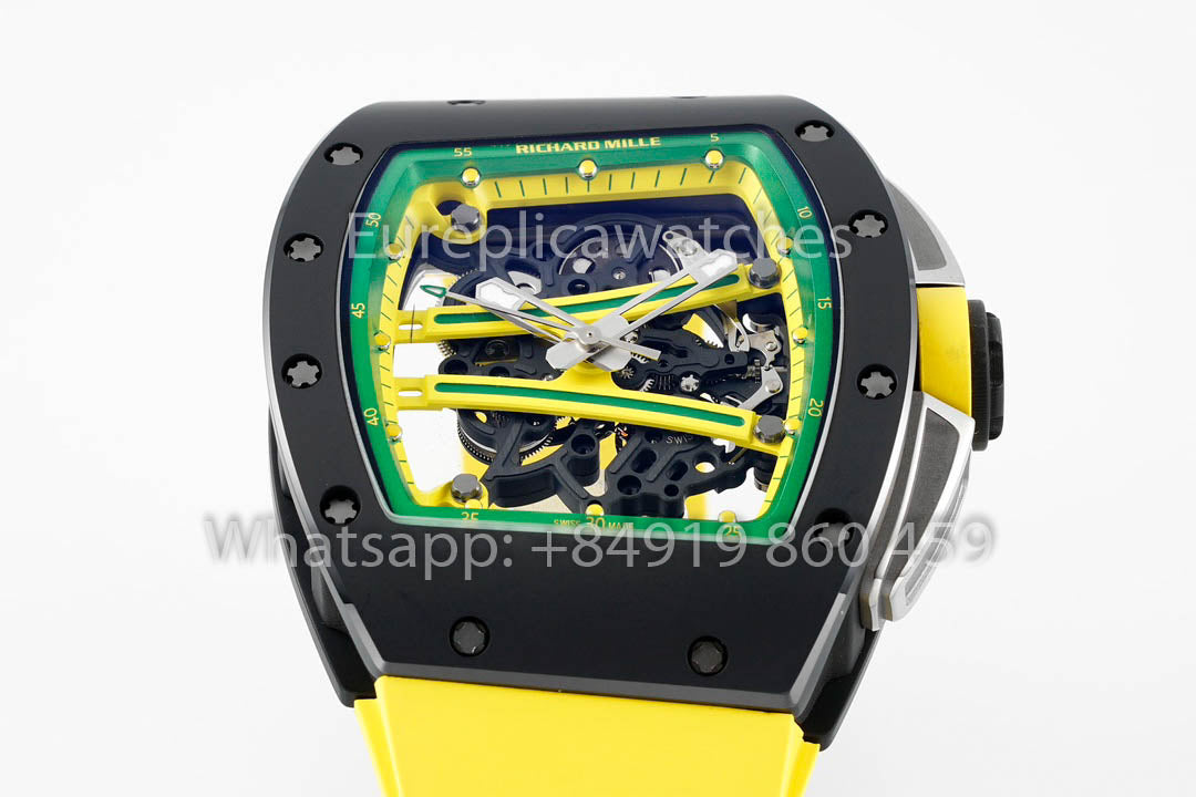 Richard Mille RM061 TZP-N Cerâmica Preta 1:1 Melhor Clone ZF Fabricbrica Cinturino Amarelo