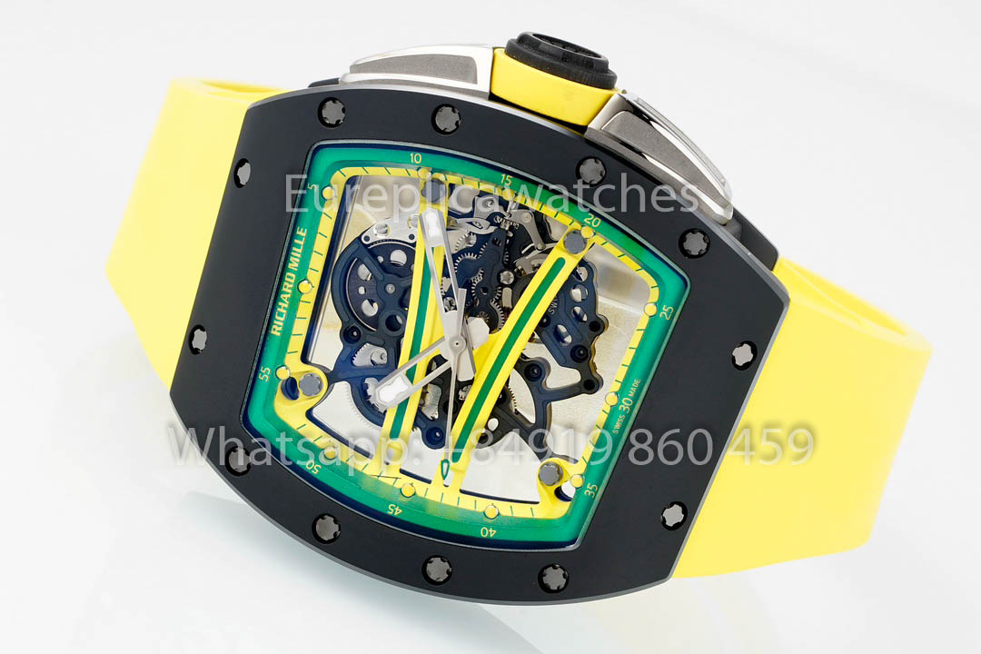 Richard Mille RM061 TZP-N Cerâmica Preta 1:1 Melhor Clone ZF Fabricbrica Cinturino Amarelo