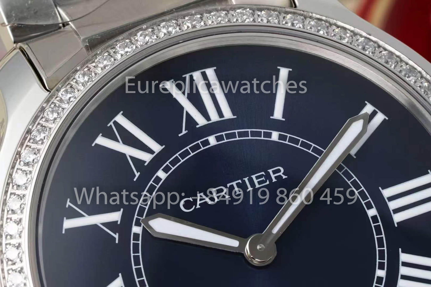 Cartier Ronde Must De Cartier 36mm Custom Diamond 1:1 Best Clone AF Fabbrica quadrante blu