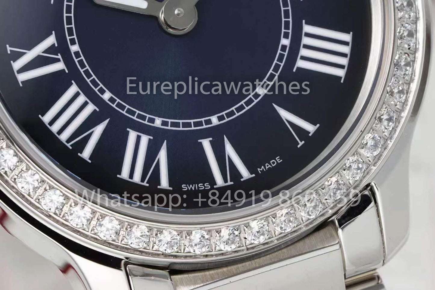 Cartier Ronde Must De Cartier 29mm custom diamonds 1:1 Best Clone AF Fabbrica quadrante blu