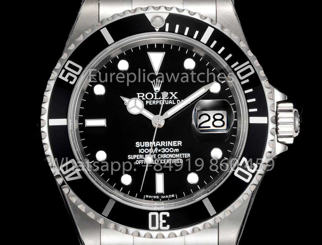 Rolex Submariner 16610 Series TM Fabrica 1:1 Melhor Clone Anel Interno com Moldura Preta sem Texto