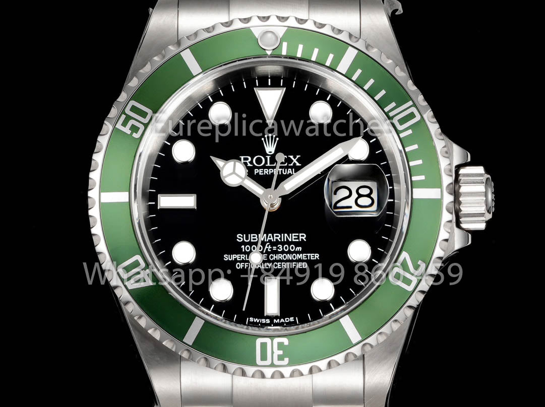 Rolex Submariner Serie 16610 TM Fabbrica 1:1 Mejor Clon Anillo Interior de Bisel Verde sin Texto