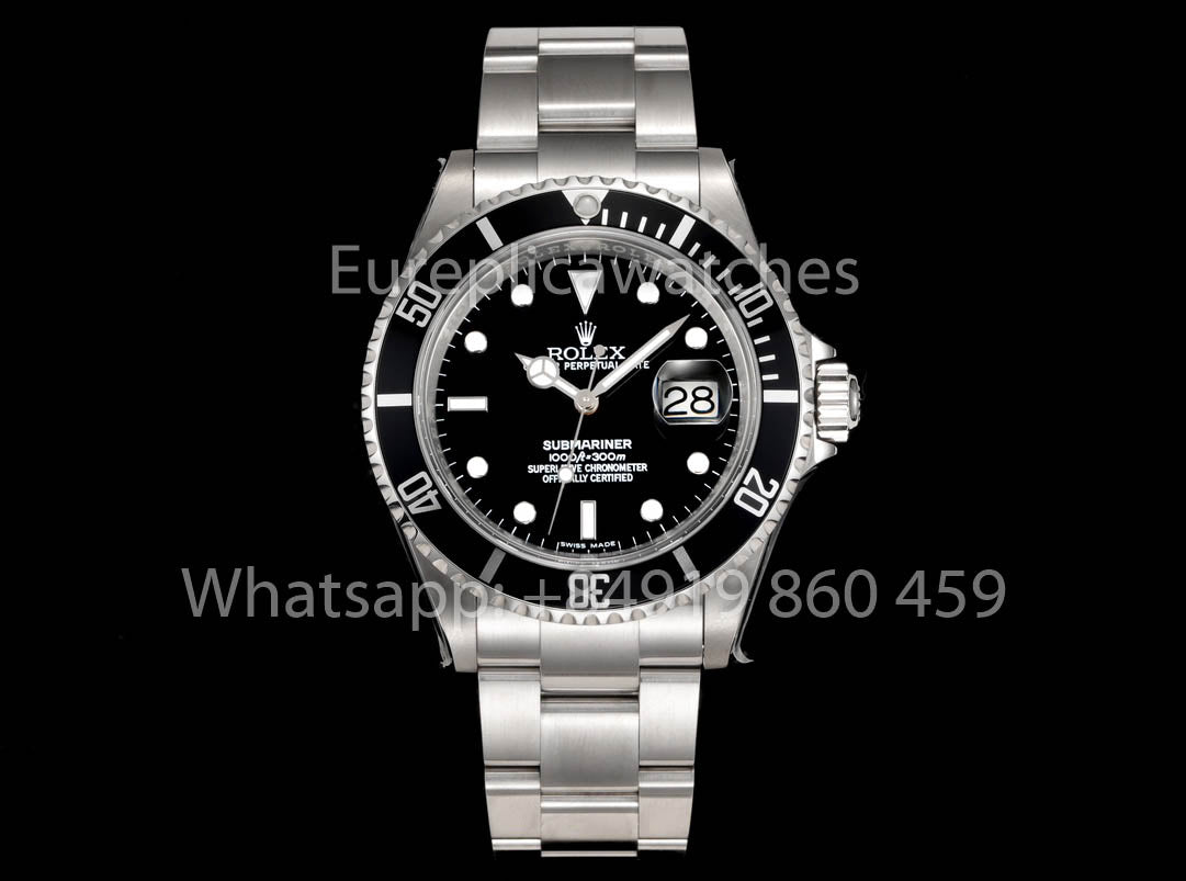 Rolex Submariner Serie 16610 TM Fabbrica 1:1 Mejor Clon Anillo Interior de Bisel Negro con Texto