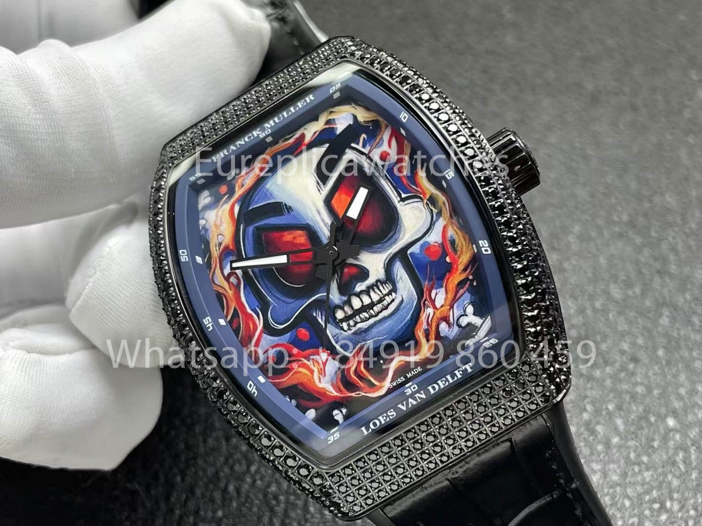 Franck Muller Vanguard Loes Van Delft 1:1 Melhor Clone ABF Fabbrica Nero diamantes