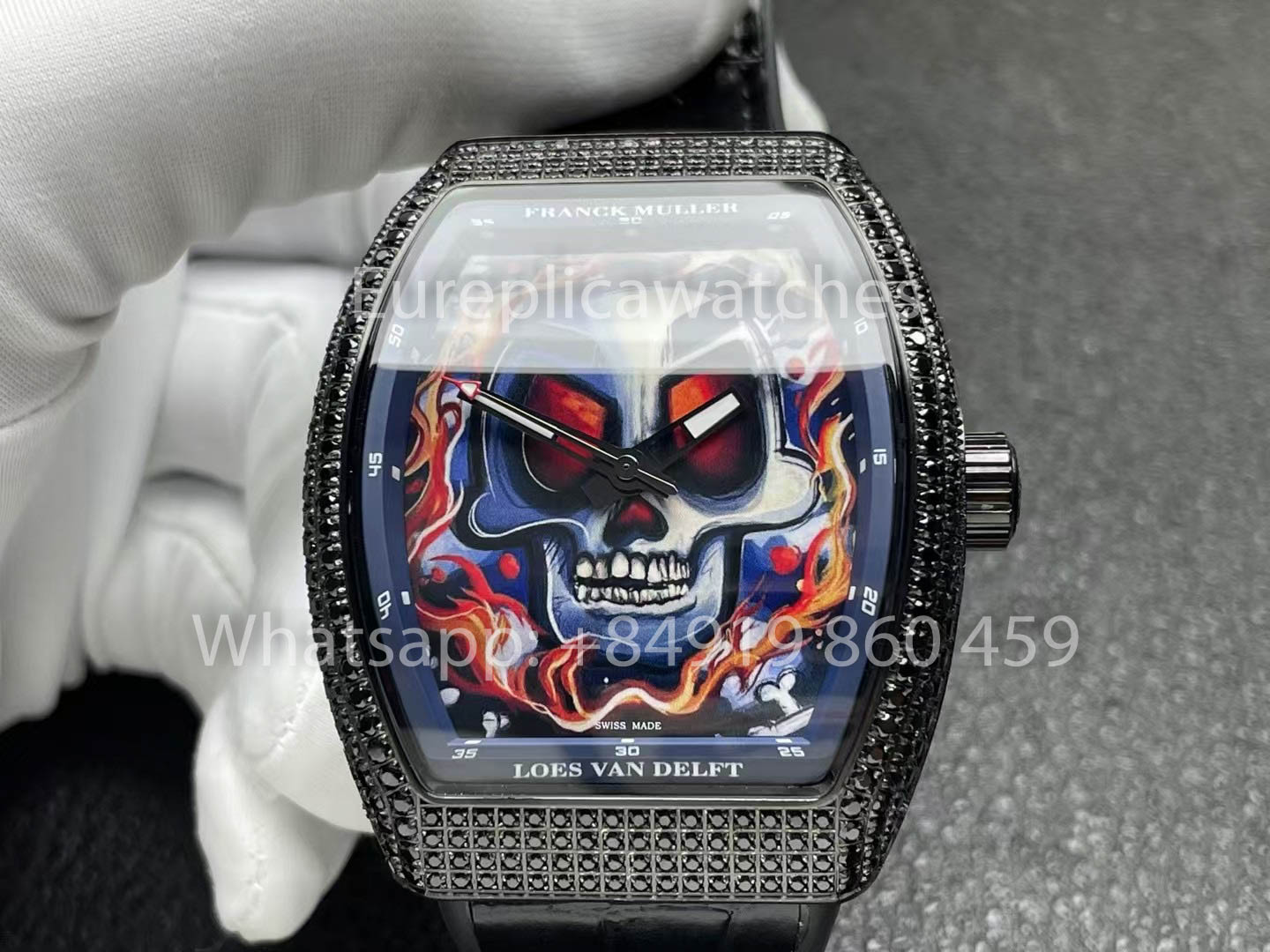 Franck Muller Vanguard Loes Van Delft 1:1 Melhor Clone ABF Fabbrica Nero diamantes