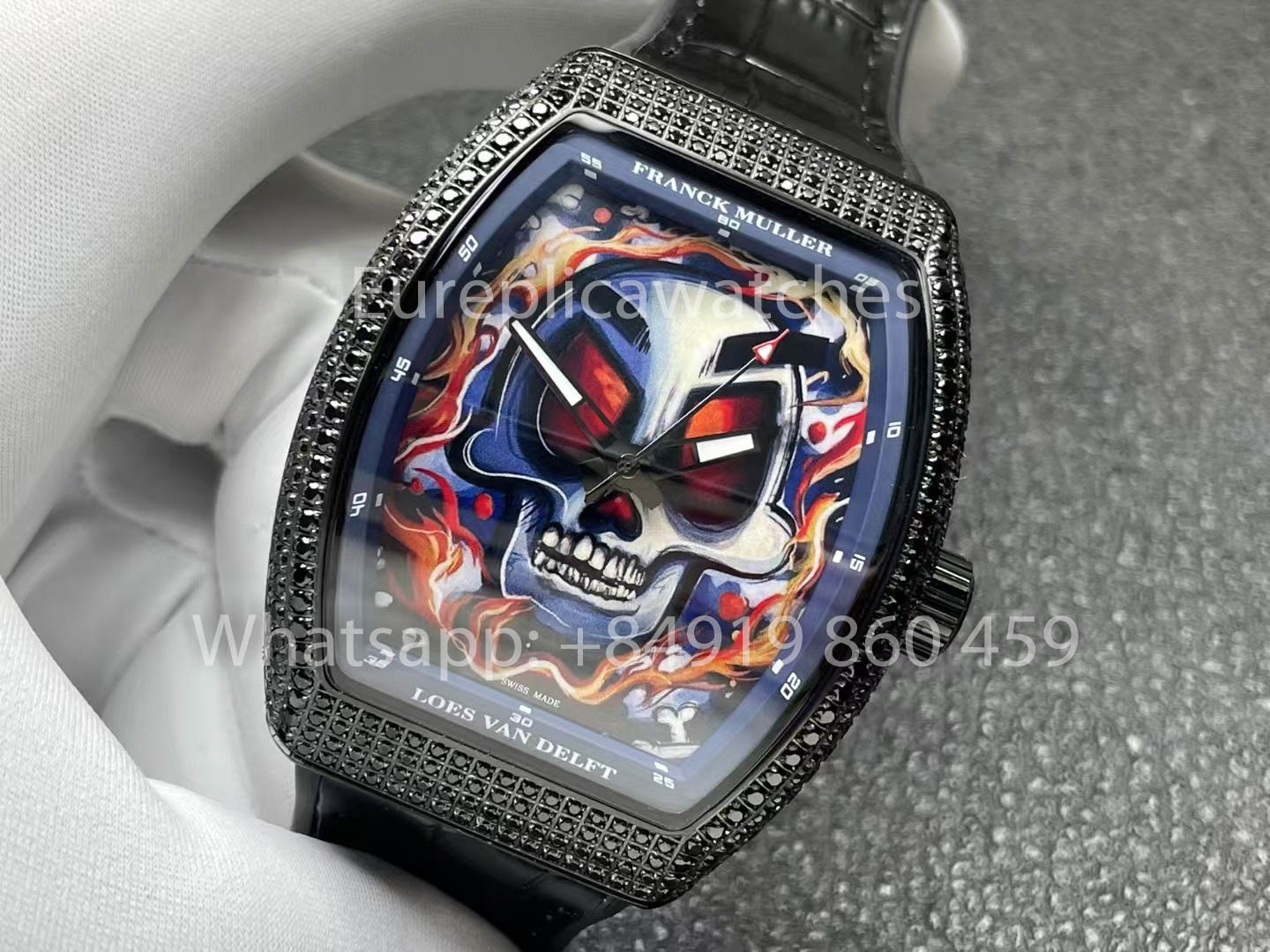 Franck Muller Vanguard Loes Van Delft 1:1 Melhor Clone ABF Fabbrica Nero diamantes