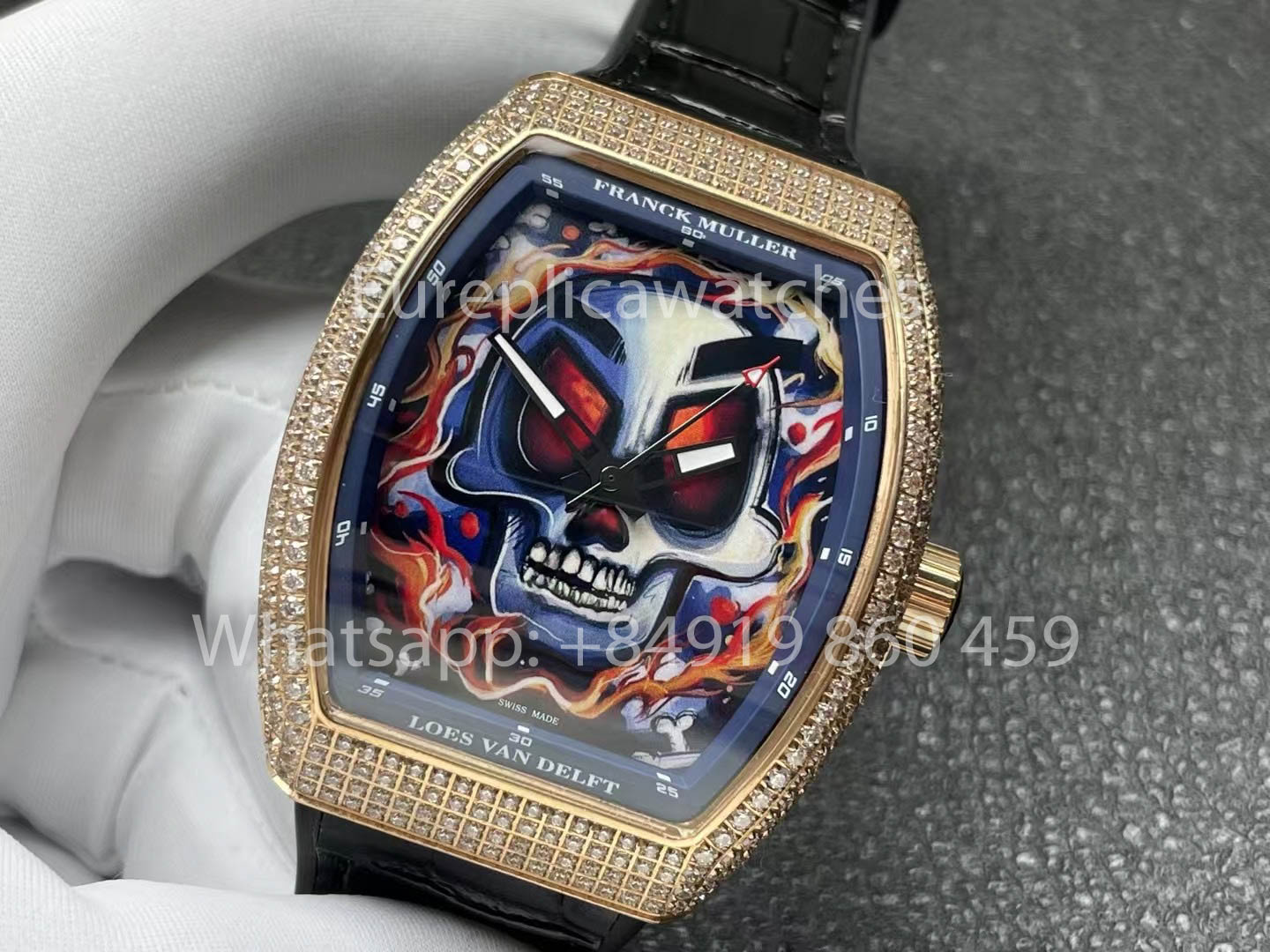 Franck Muller Vanguard Loes Van Delft 1:1 Melhor Clone ABF Fabbrica Rosa Oro diamantes