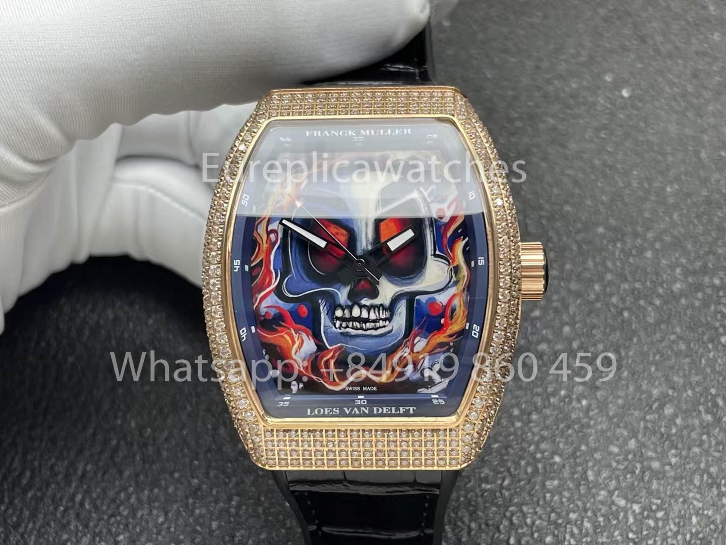 Franck Muller Vanguard Loes Van Delft 1:1 Melhor Clone ABF Fabbrica Rosa Oro diamantes