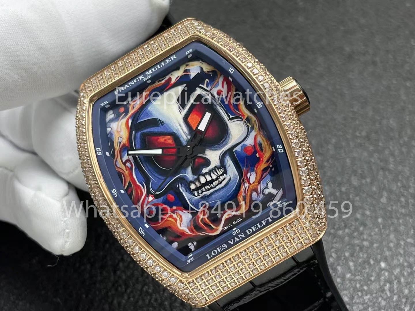 Franck Muller Vanguard Loes Van Delft 1:1 Melhor Clone ABF Fabbrica Rosa Oro diamantes