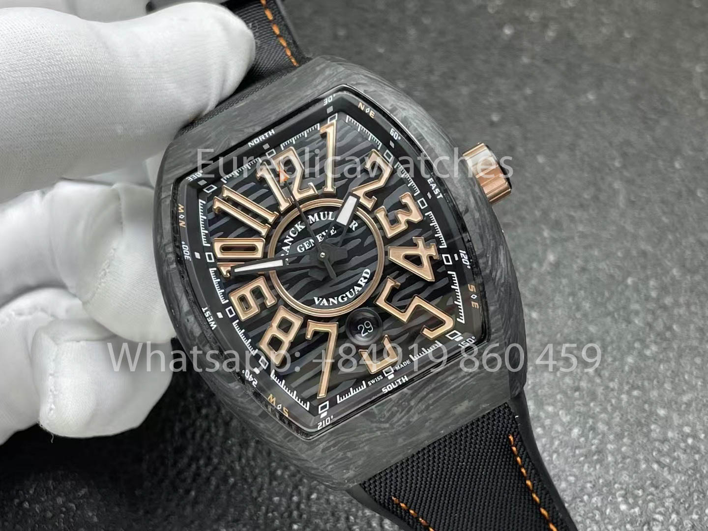 Franck Muller Vanguard V45 fibra de carbono 1:1 Melhor Clone Nero cinturino