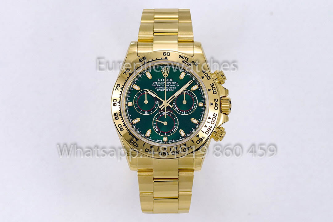 Rolex Yellow Gold Daytona 40 Green Arabic Dial 116508 1:1 Super Clone ZF Fabbrica Weighted Edition