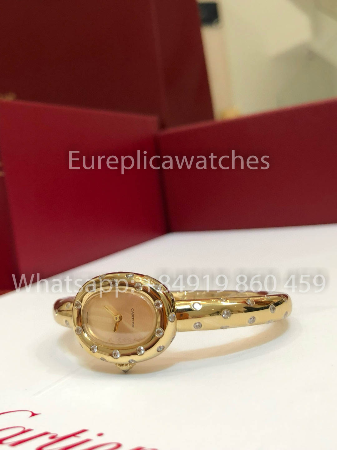 Cartier Lady Baignoire Banheira versão melhor 1:1 Diamantes reais Oro e Moissanite 18k