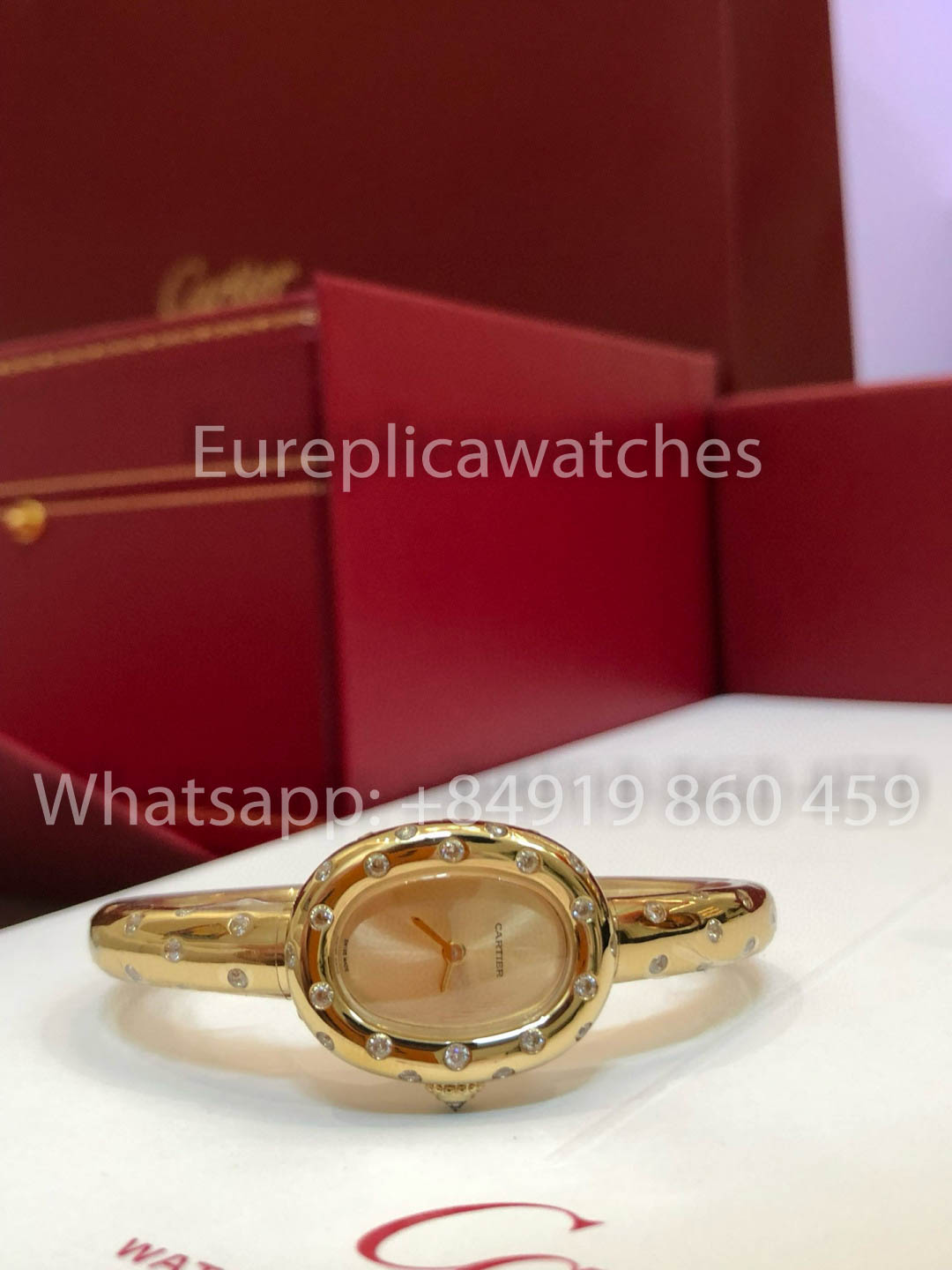 Cartier Lady Baignoire Banheira versão melhor 1:1 Diamantes reais Oro e Moissanite 18k