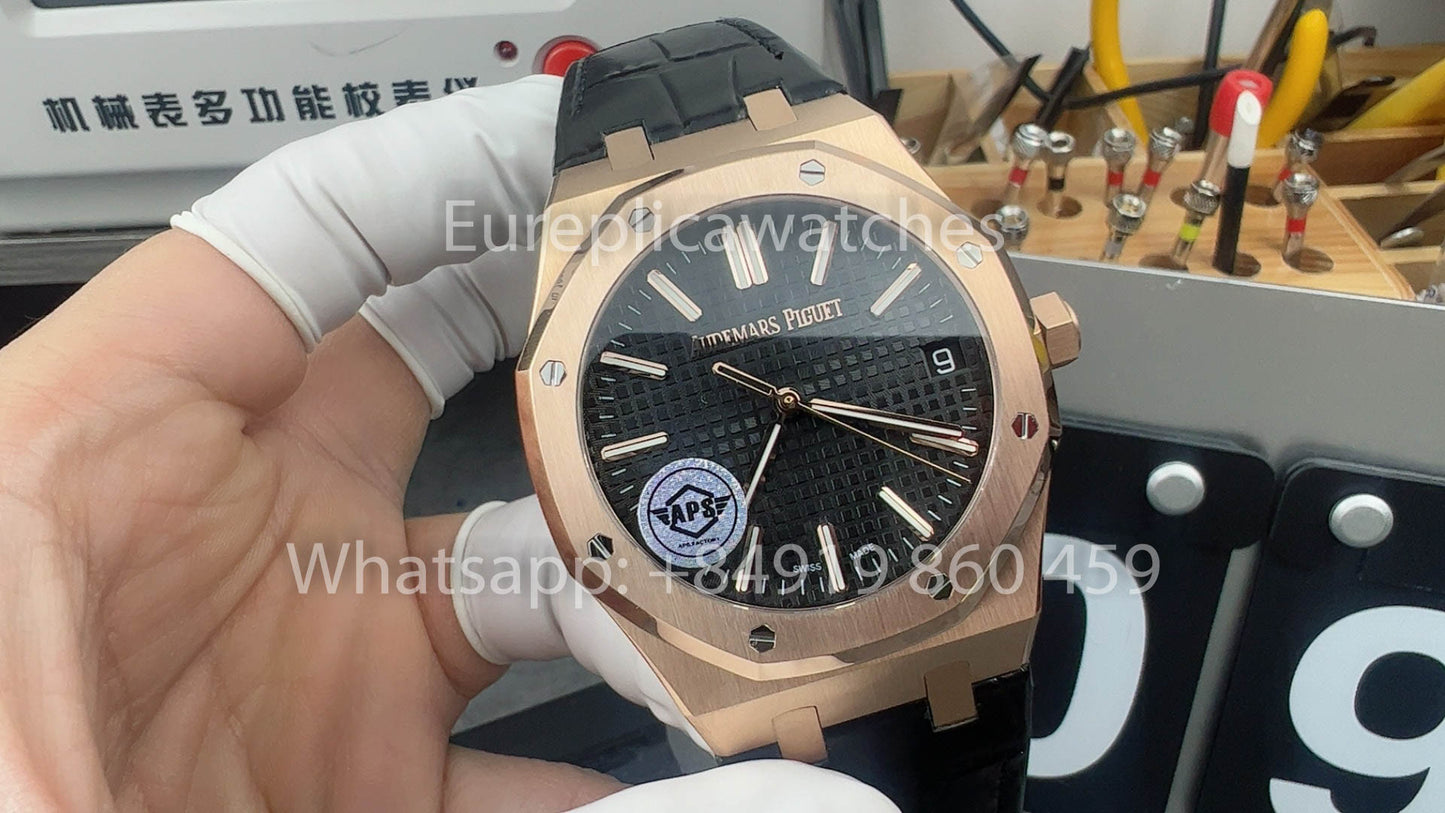 Audemars Piguet Royal Oak 15510ST from APS Fabbrica versione migliore 1:1 quadrante nero Pelle cinturino