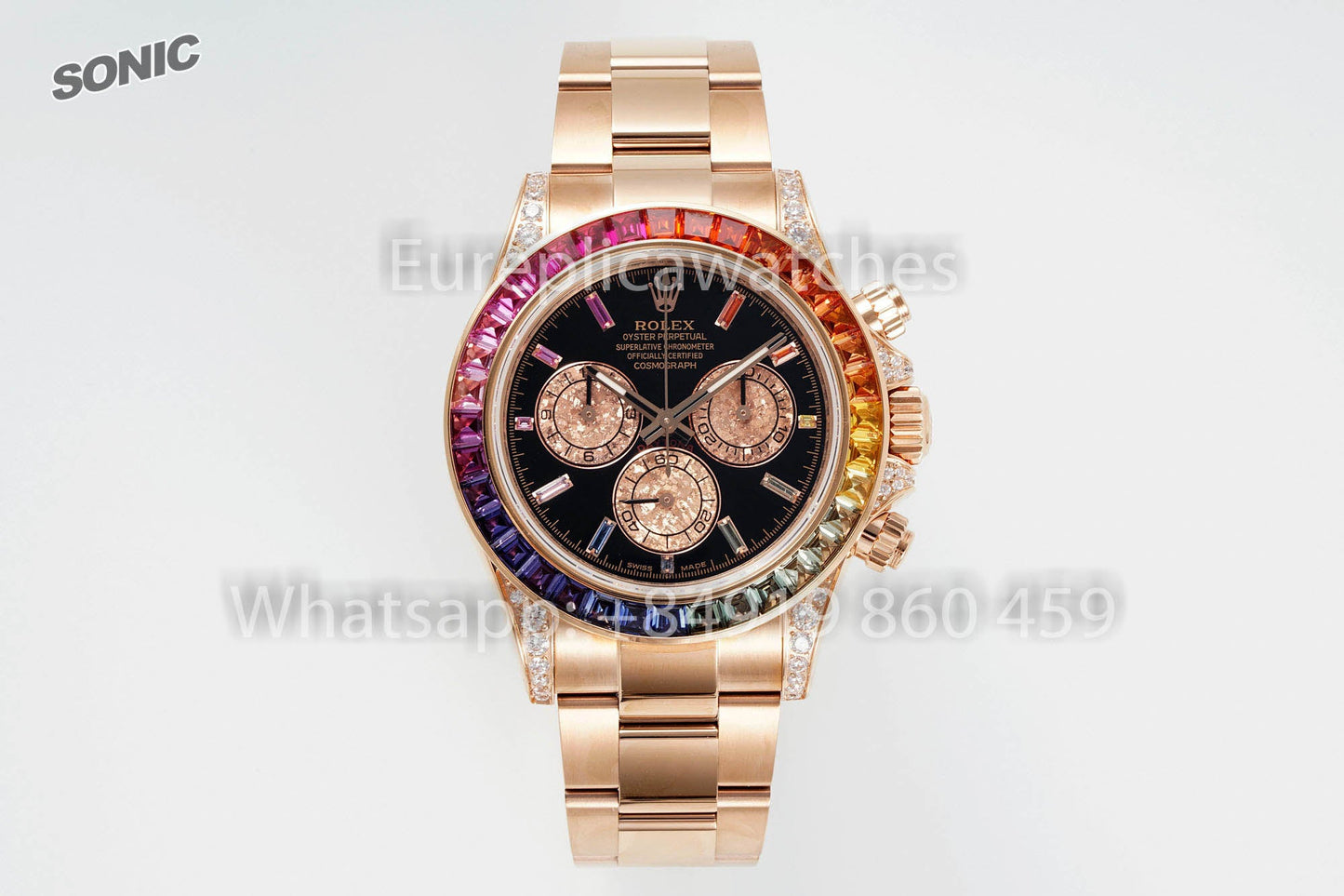 Rolex Daytona Rainbow Diamond Dial Rose Gold 40mm 1:1 Super Clone Sonic Fabbrica