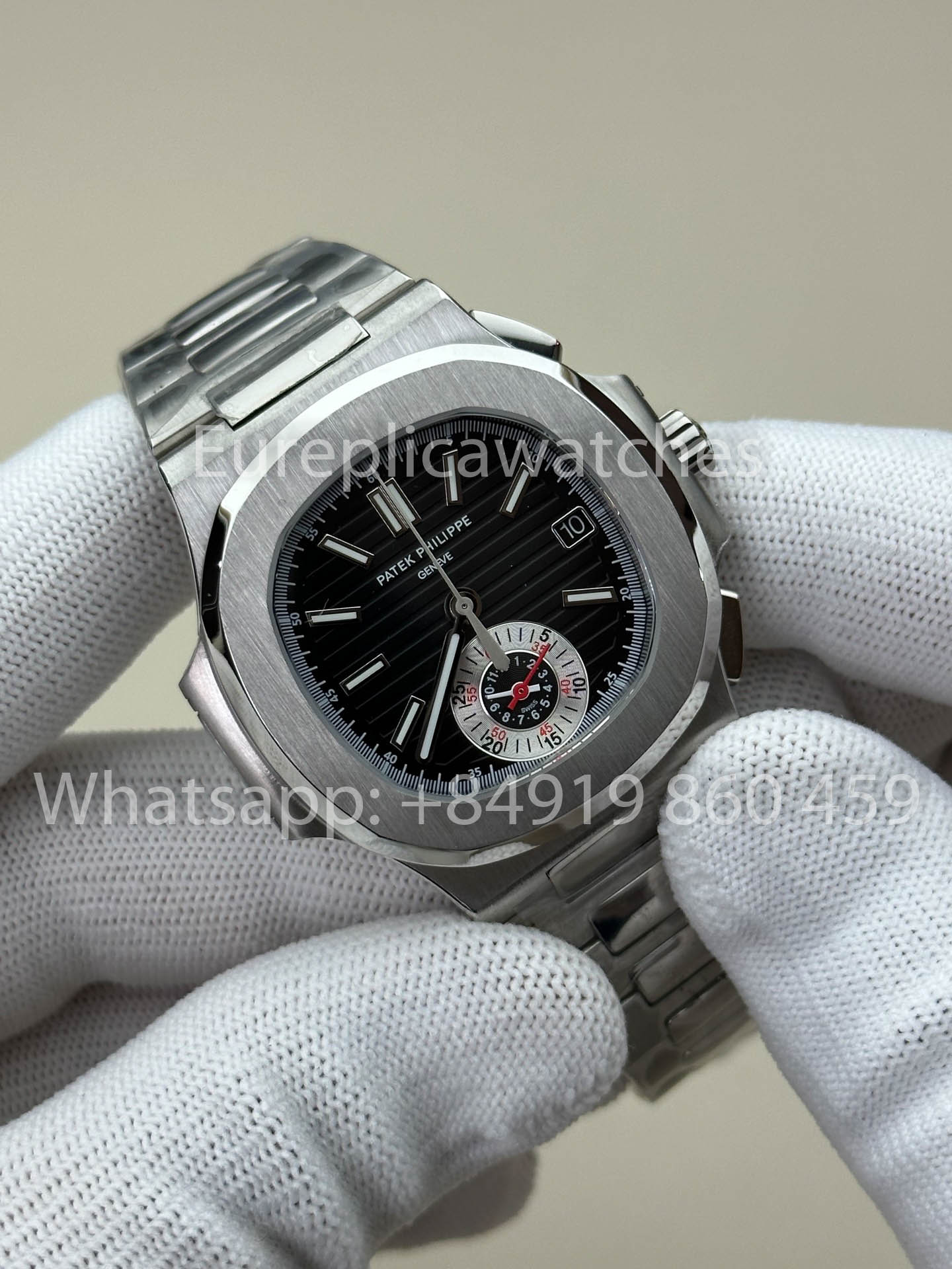 Patek Philippe Nautilus 5980/1A-019 versão melhor 1:1 3K Fabbrica V3 atualizado quadrante preto