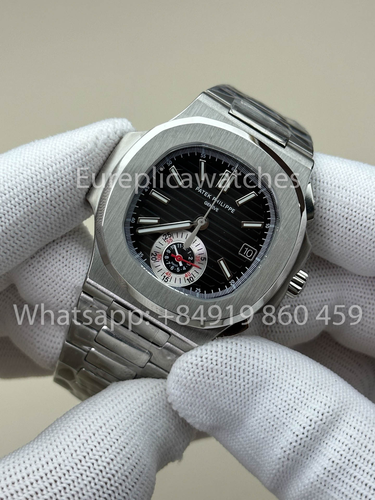 Patek Philippe Nautilus 5980/1A-019 versão melhor 1:1 3K Fabbrica V3 atualizado quadrante preto