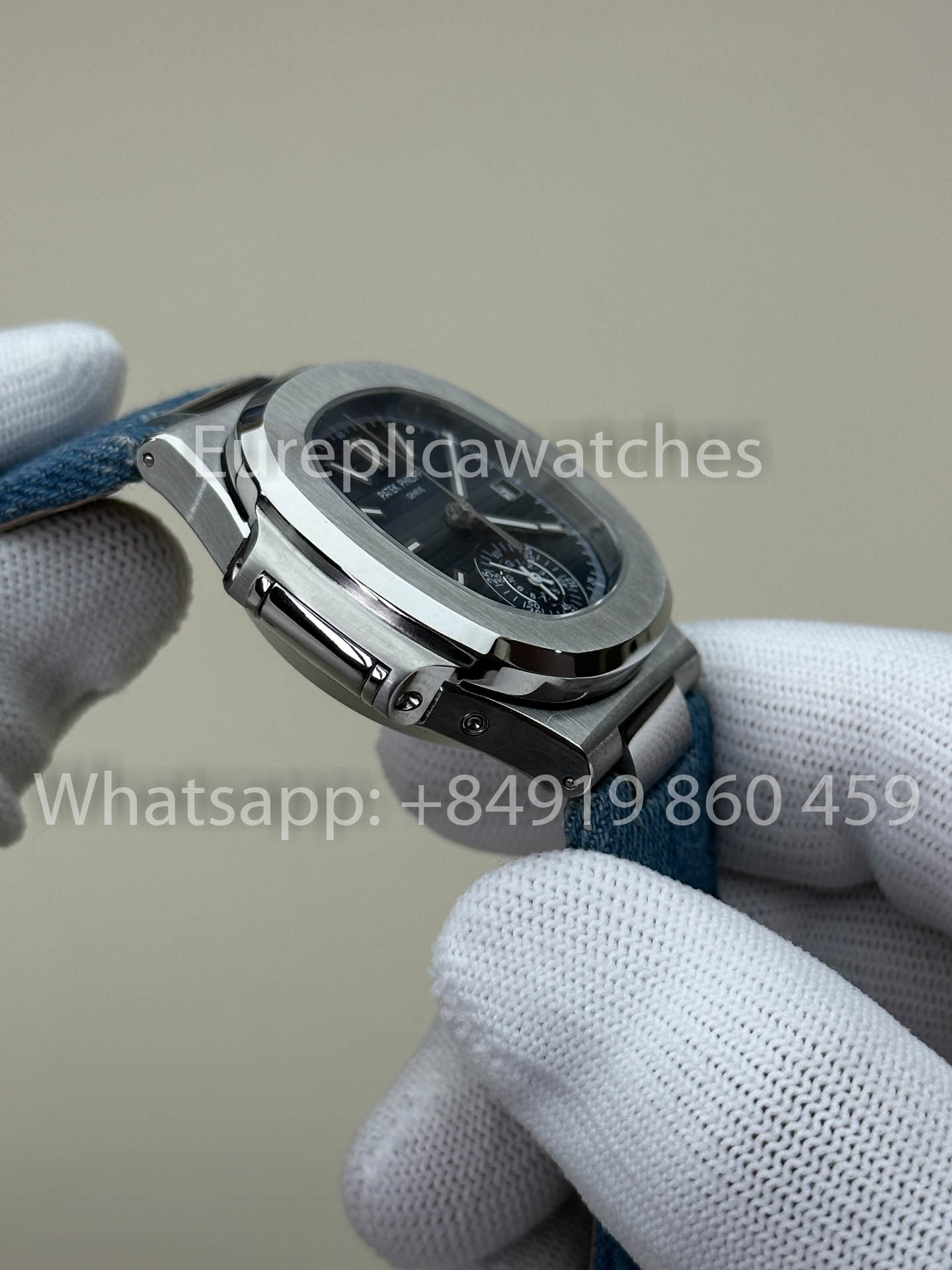 Patek Philippe Nautilus 5980/1G-001 versione migliore 1:1 3K Fabbrica V3 Upgraded Crystal indices quadrante Pelle cinturino