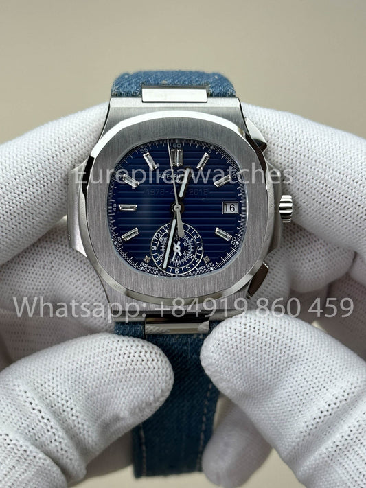 Patek Philippe Nautilus 5980/1G-001 versione migliore 1:1 3K Fabbrica V3 Upgraded Crystal indices quadrante Pelle cinturino