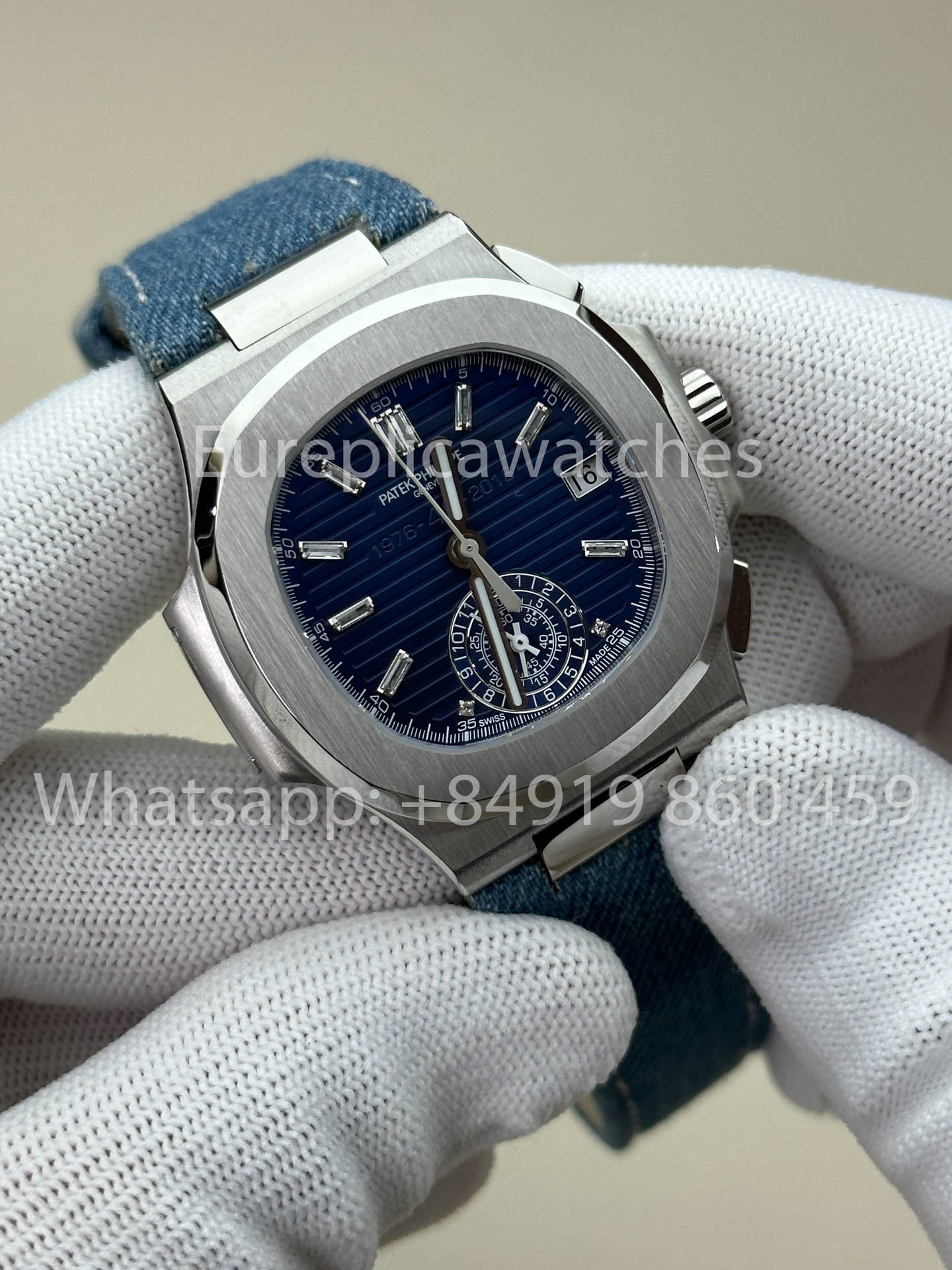 Patek Philippe Nautilus 5980/1G-001 versione migliore 1:1 3K Fabbrica V3 Upgraded Crystal indices quadrante Pelle cinturino