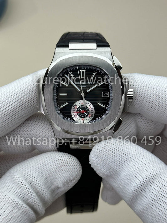 Patek Philippe Nautilus 5980/1A-001 versione migliore 1:1 3K Fabbrica V3 Upgraded Pelle cinturino Grigio quadrante