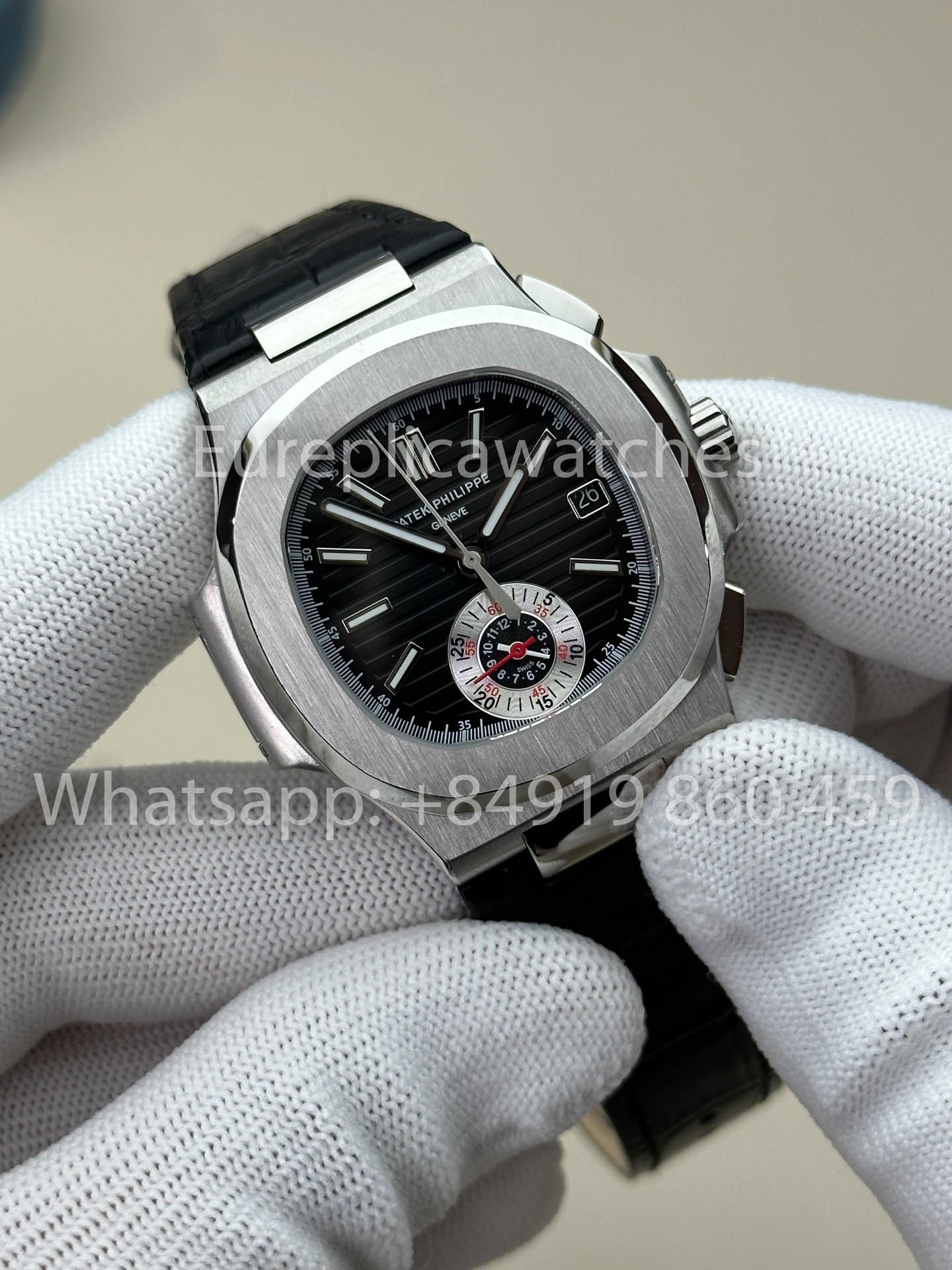 Patek Philippe Nautilus 5980/1A-001 versão melhor 1:1 3K Fabbrica V3 atualizado Pelle cinturino Grigio quadrante