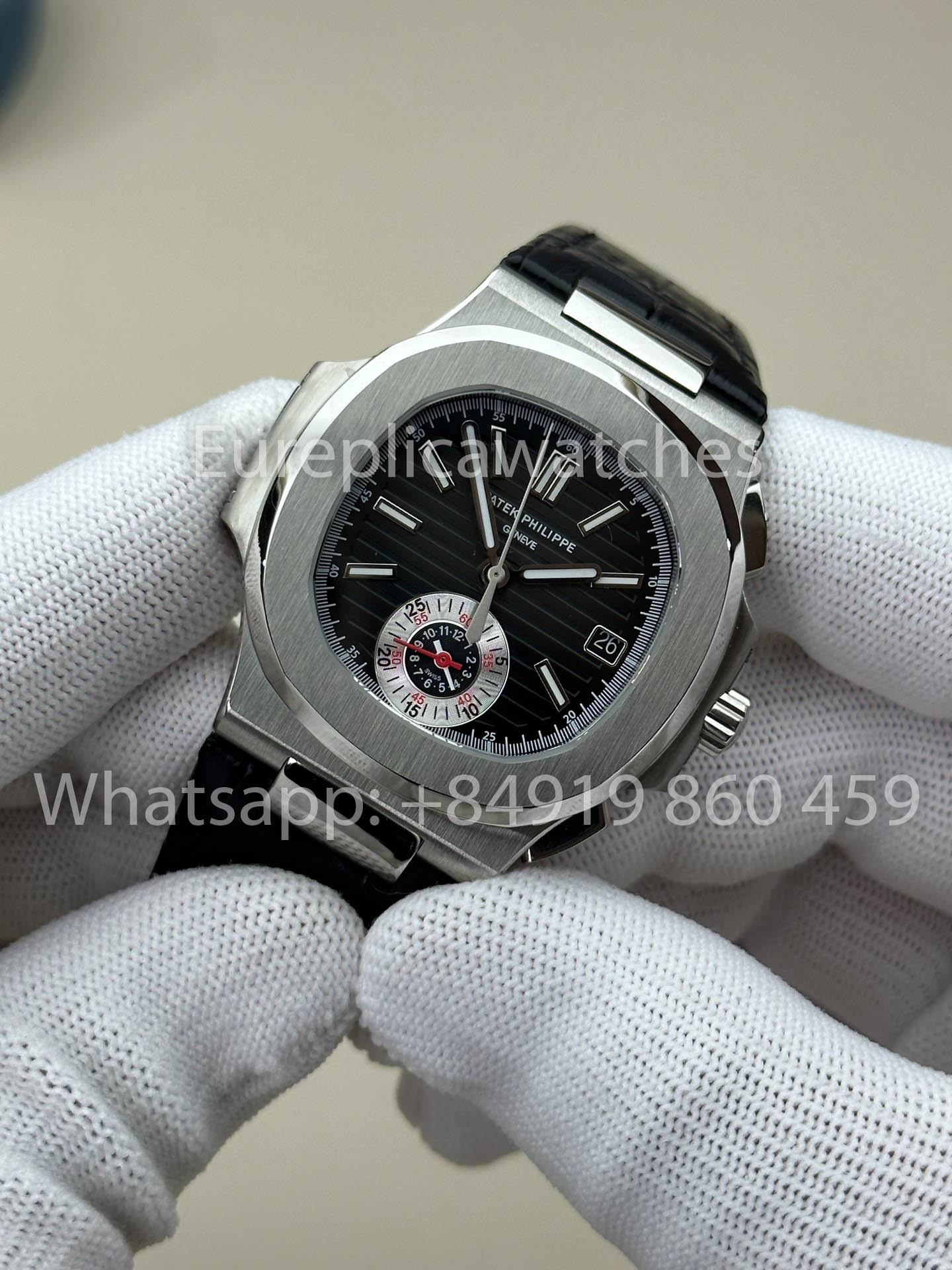 Patek Philippe Nautilus 5980/1A-001 versão melhor 1:1 3K Fabbrica V3 atualizado Pelle cinturino Grigio quadrante